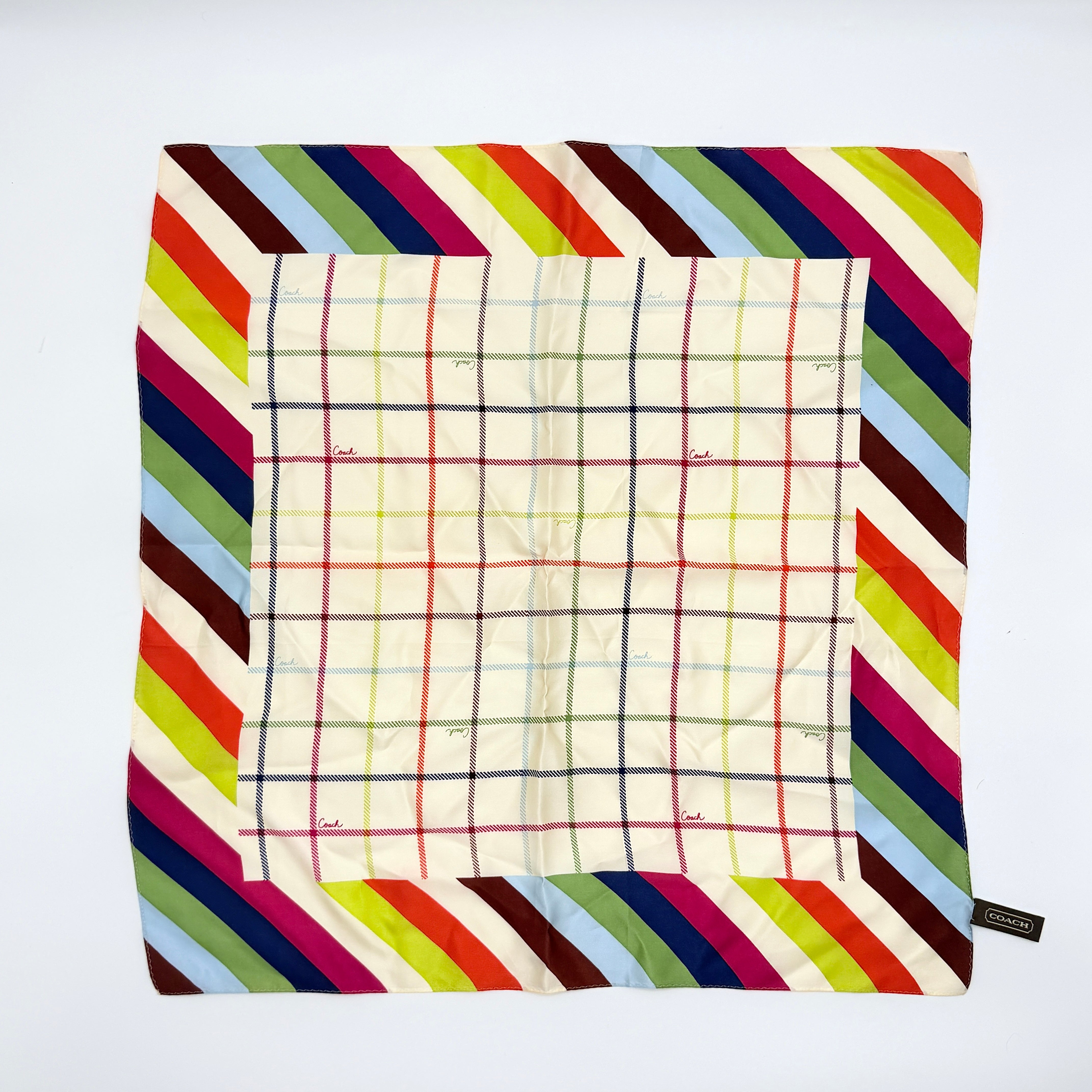 Coach Stripe Silk Scarf Multicolor
