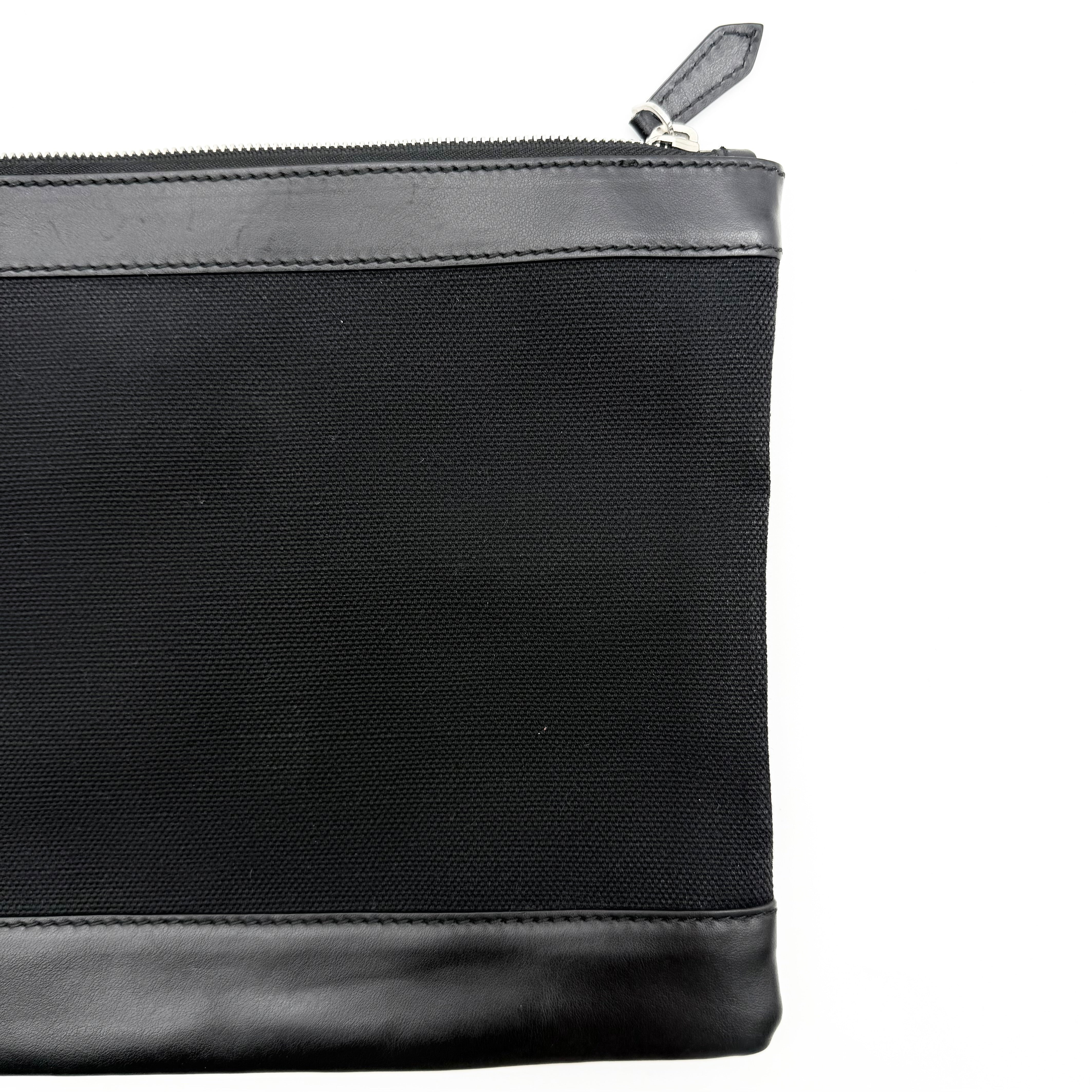 Balenciaga Canvas Navy Clip Clutch Bag Black