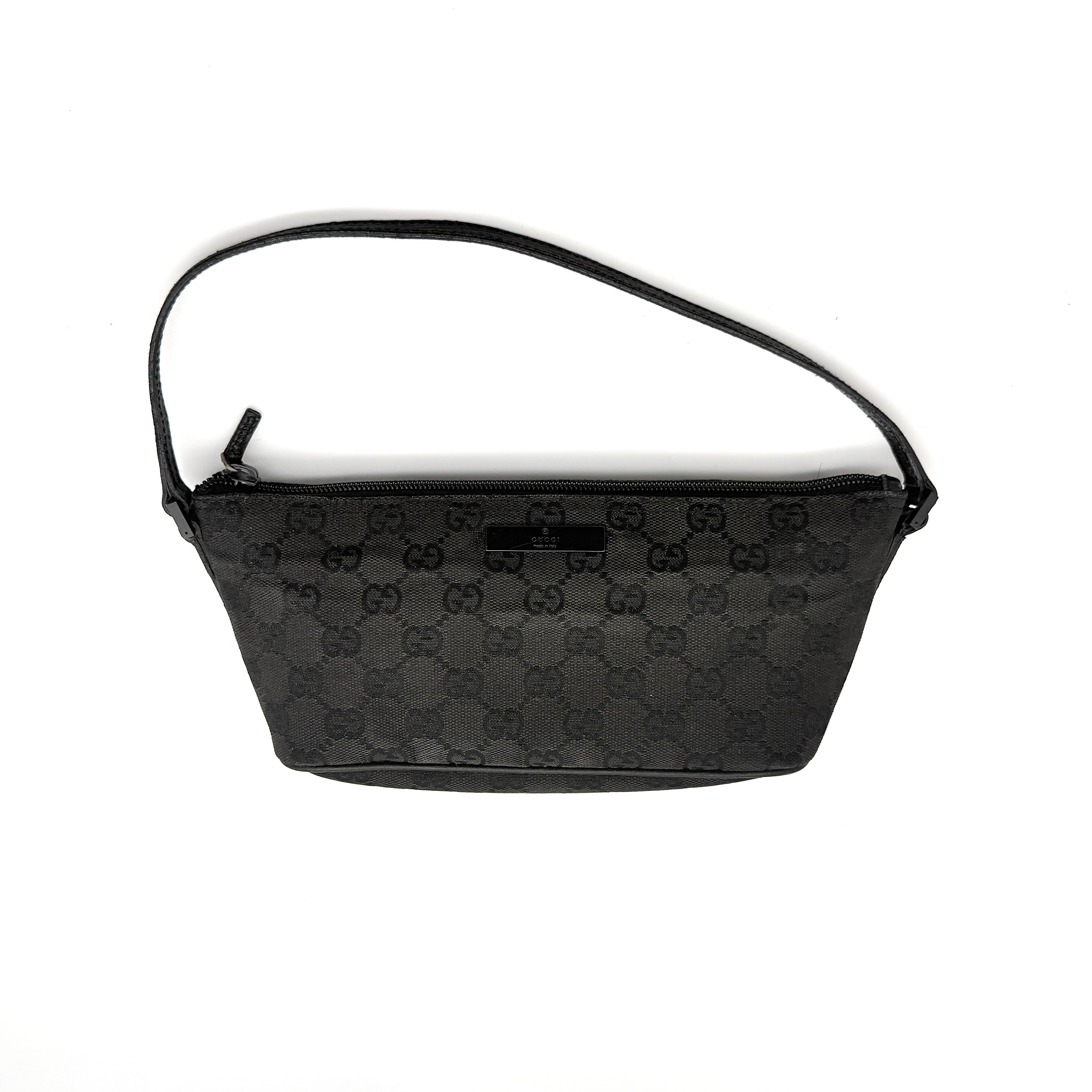 Gucci GG Monogram Pochette Boat Shoulder Bag Black