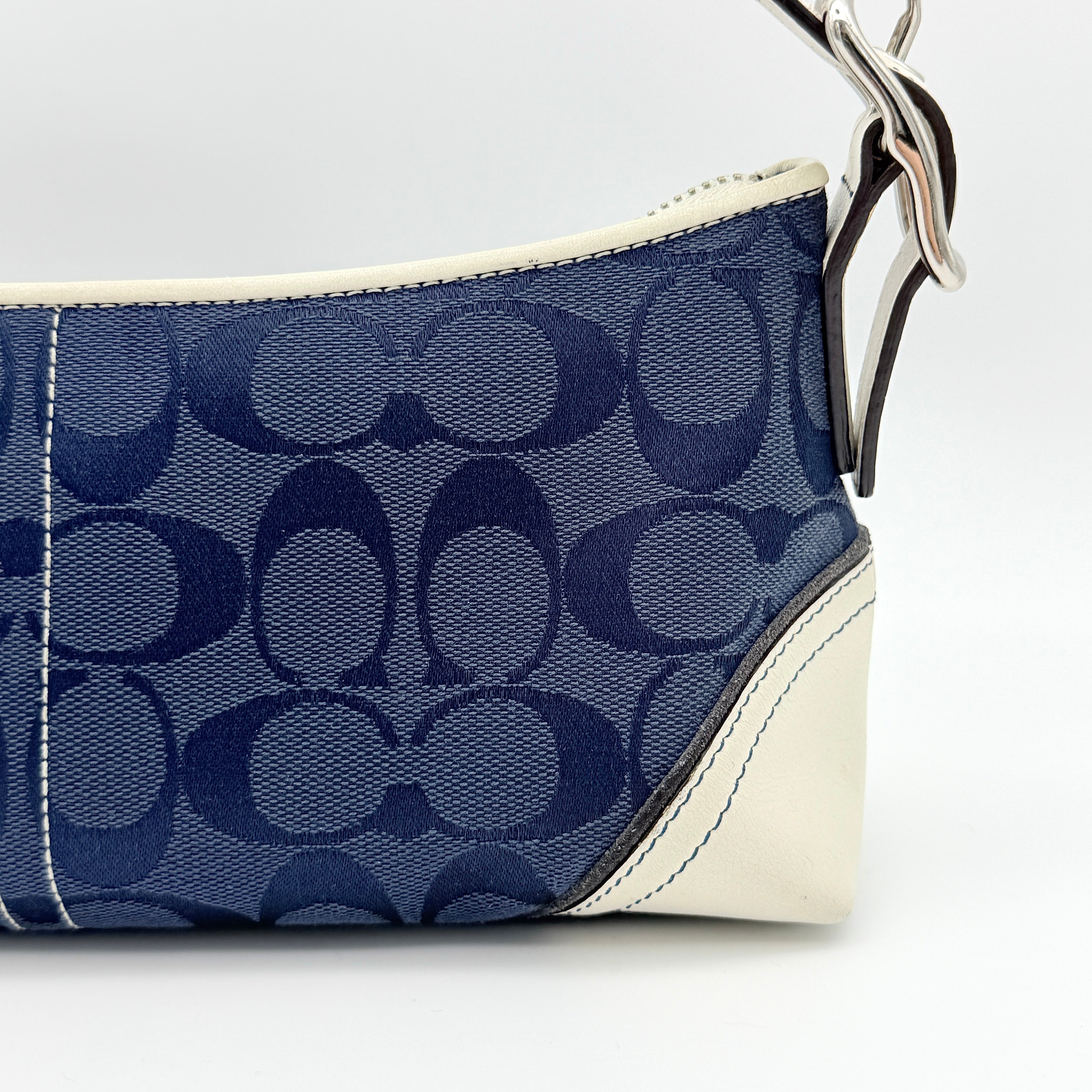Coach Y2K Hampton Demi Baguette Shoulder Bag Navy/Ivory
