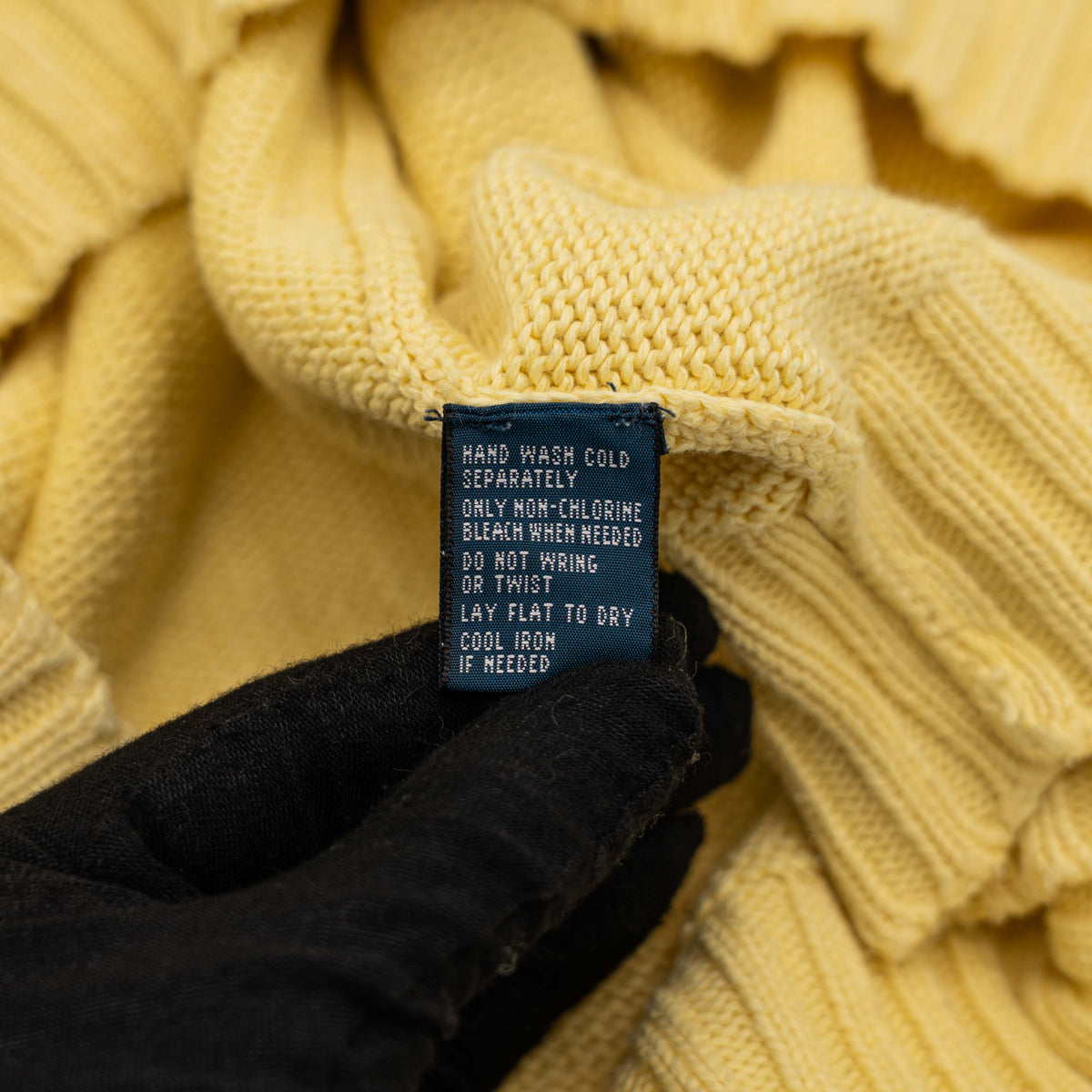 Polo Ralph Lauren yellow cotton knit crewneck sweater, XXL, with navy embroidered logo on the chest.