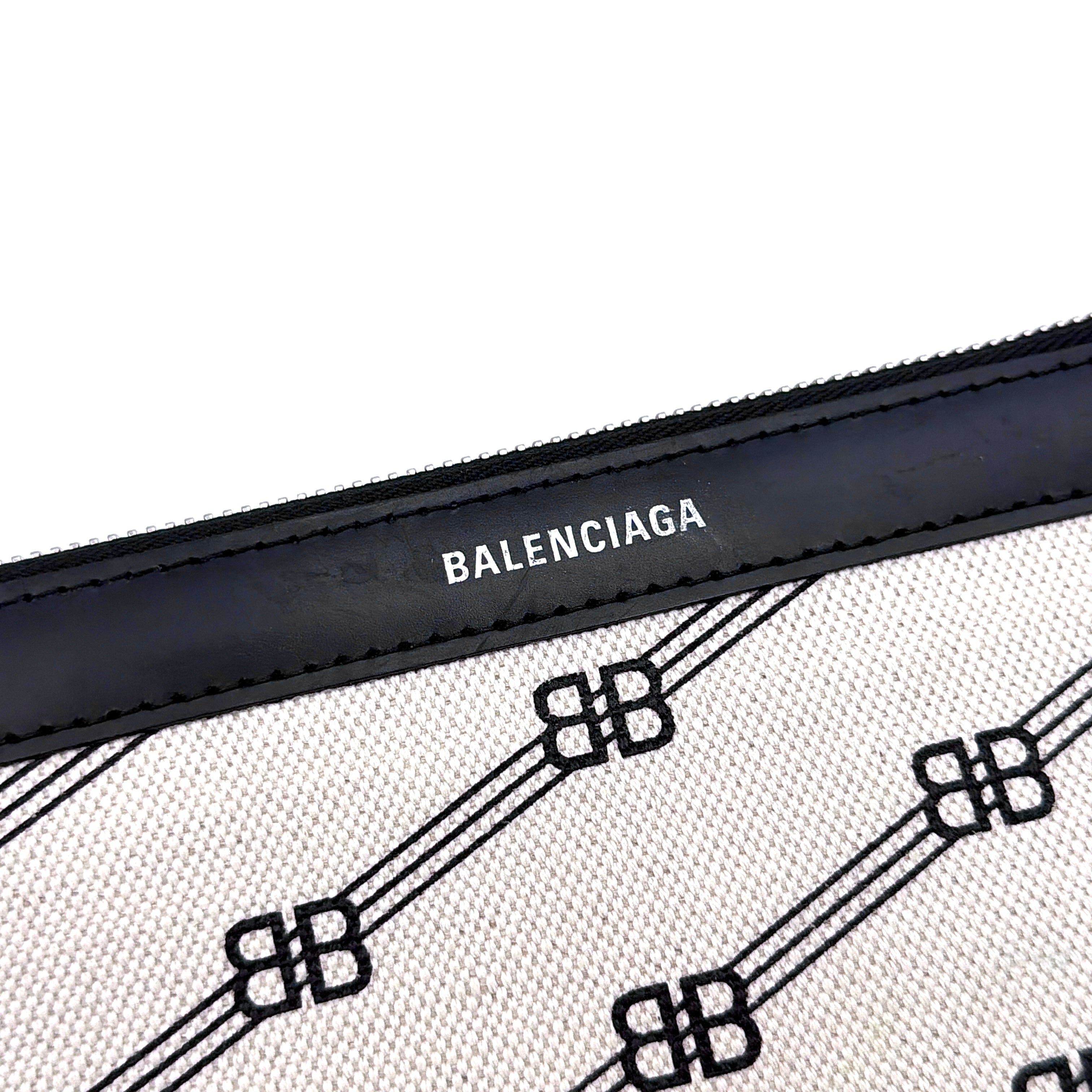 Balenciaga BB Navy Cabas Hobo Tote Bag Black/Cream