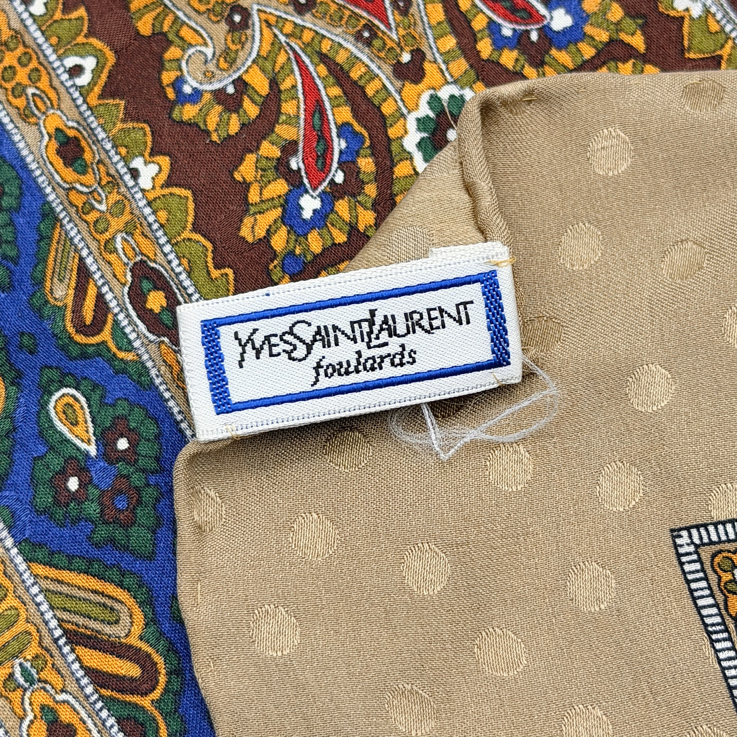 YSL Saint Laurent Paisley Silk Scarf Multicolor