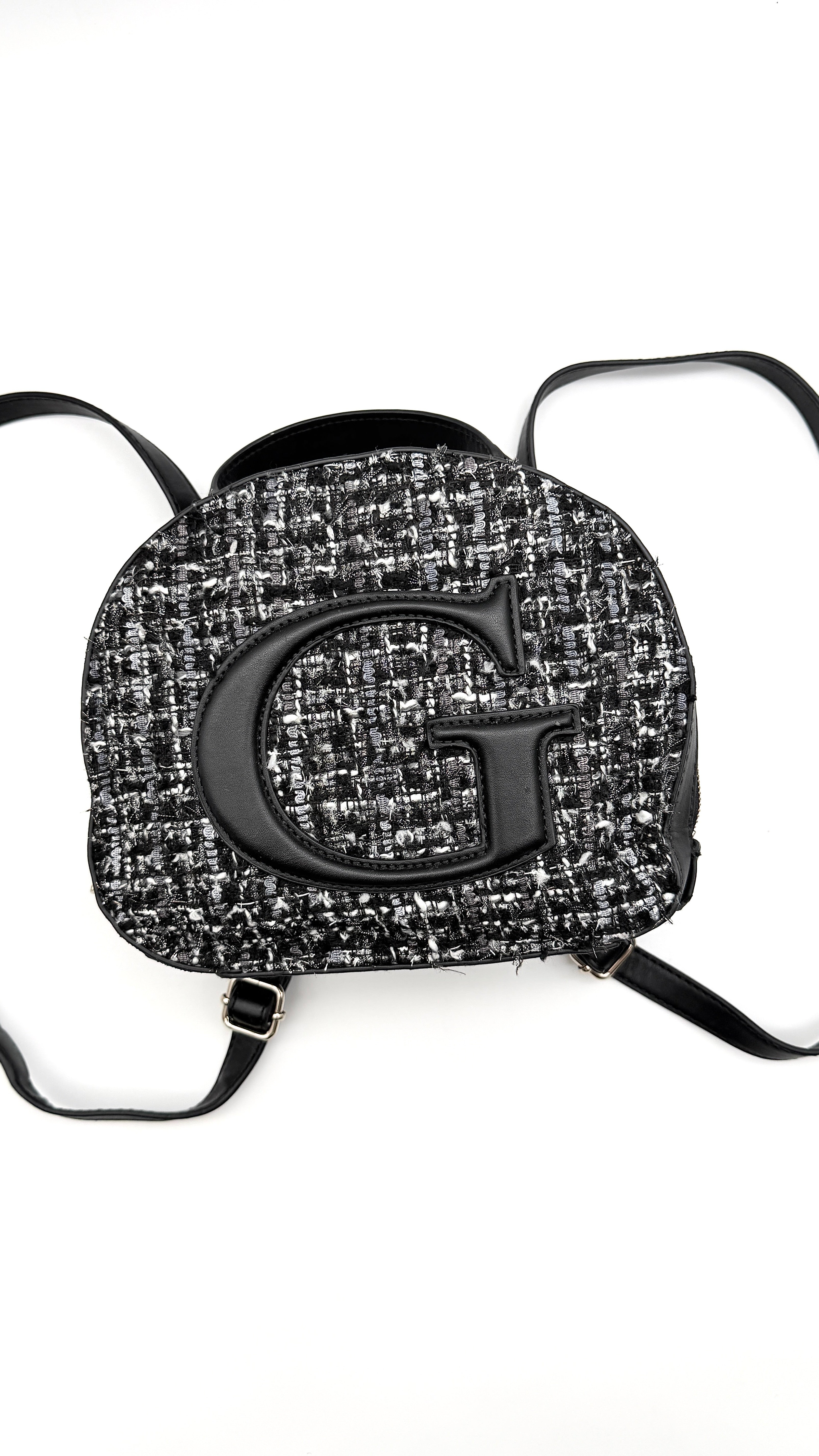 Guess Viola Tweed Convertible Crossbody Backpack Black