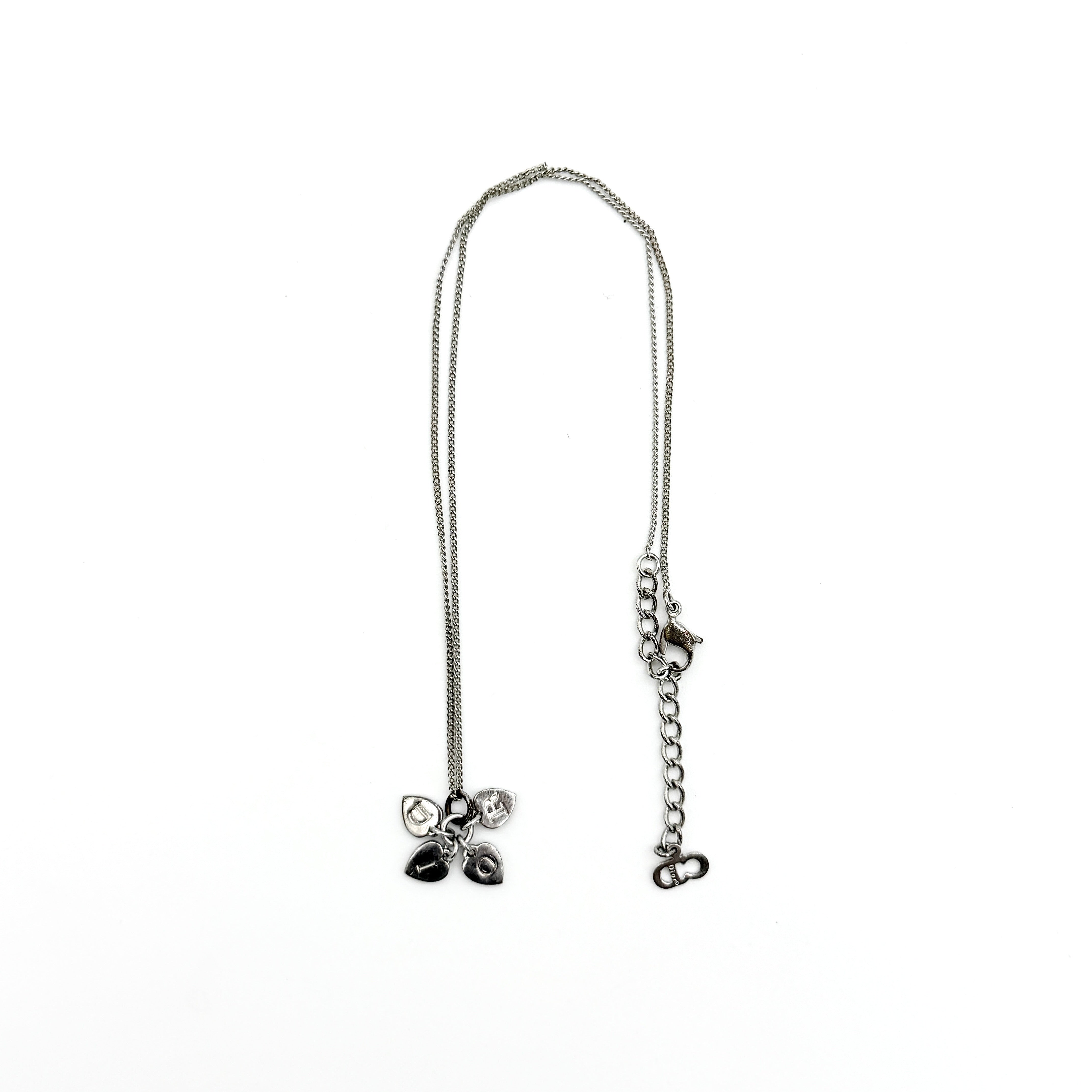 Christian Dior Heart Charms Necklace Silver