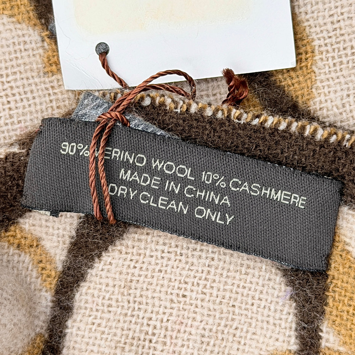 Coach Signature C Reversible Wool-Cashmere Fringe Scarf Brown/Cream