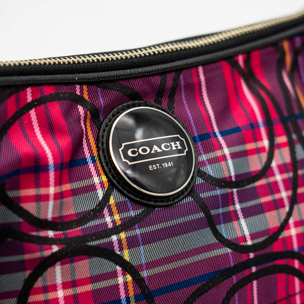 Coach 2Way Signature Poppy Tartan Shoulder Bag Multi