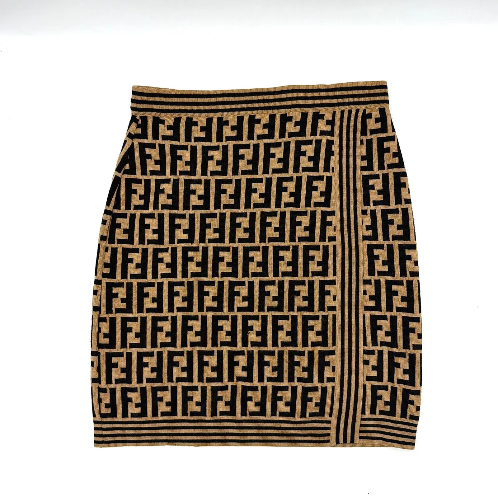 (42) Fendi FF Zucca Wool Skirt Brown