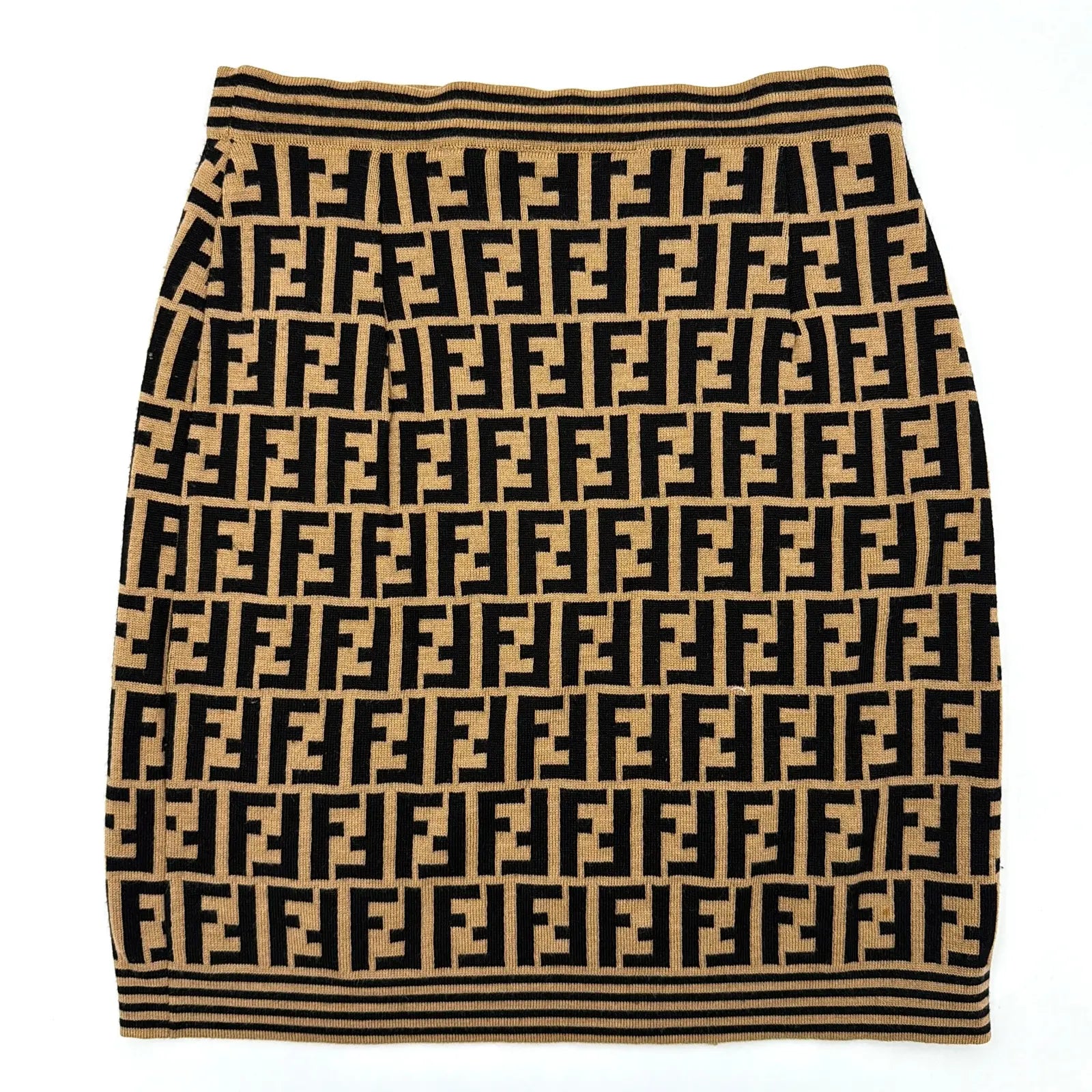 (42) Fendi FF Zucca Wool Skirt Brown