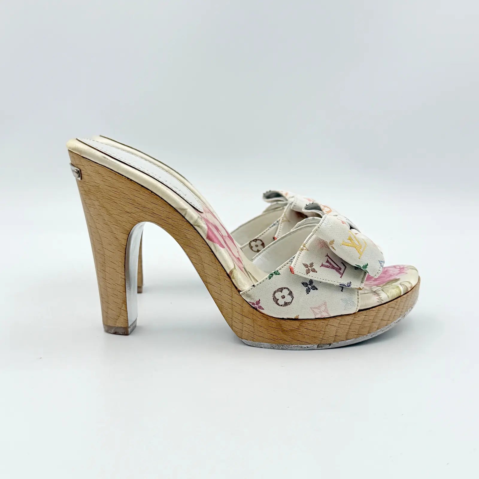 (EU34) Louis Vuitton Takashi Murakami Monogram Satin Multicolour Heels