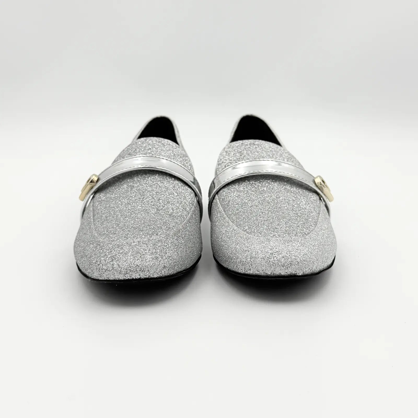 (EU36) Furla 1927 T.20 Argento Microglitter Loafers Silver