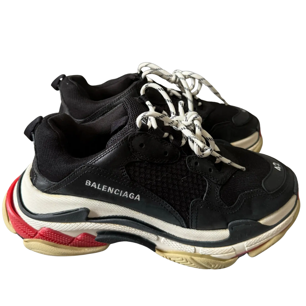 (EUR42/US9) Balenciaga Triple S Black White Red