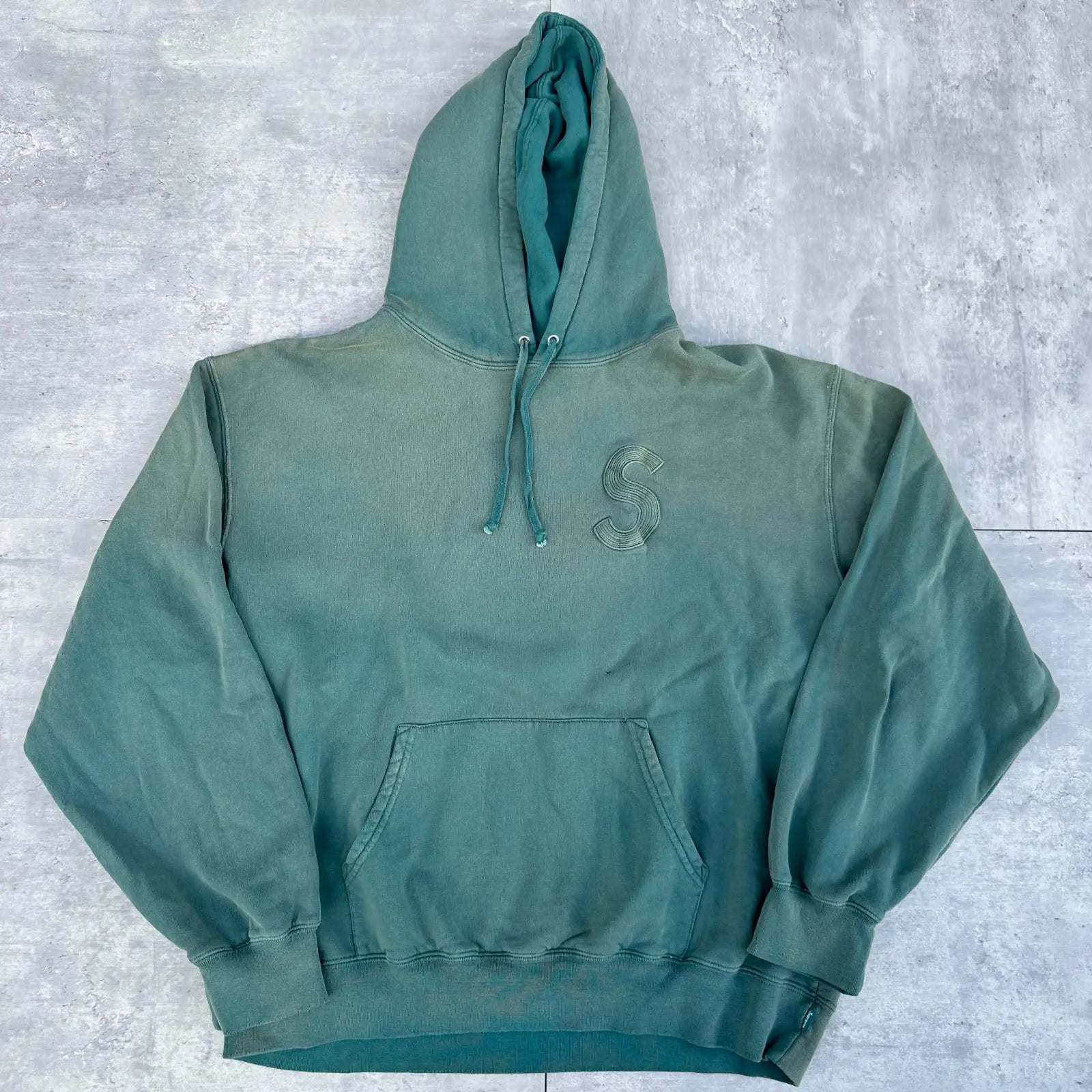 (XL) Supreme Overdyed S Logo Hoodie Teal