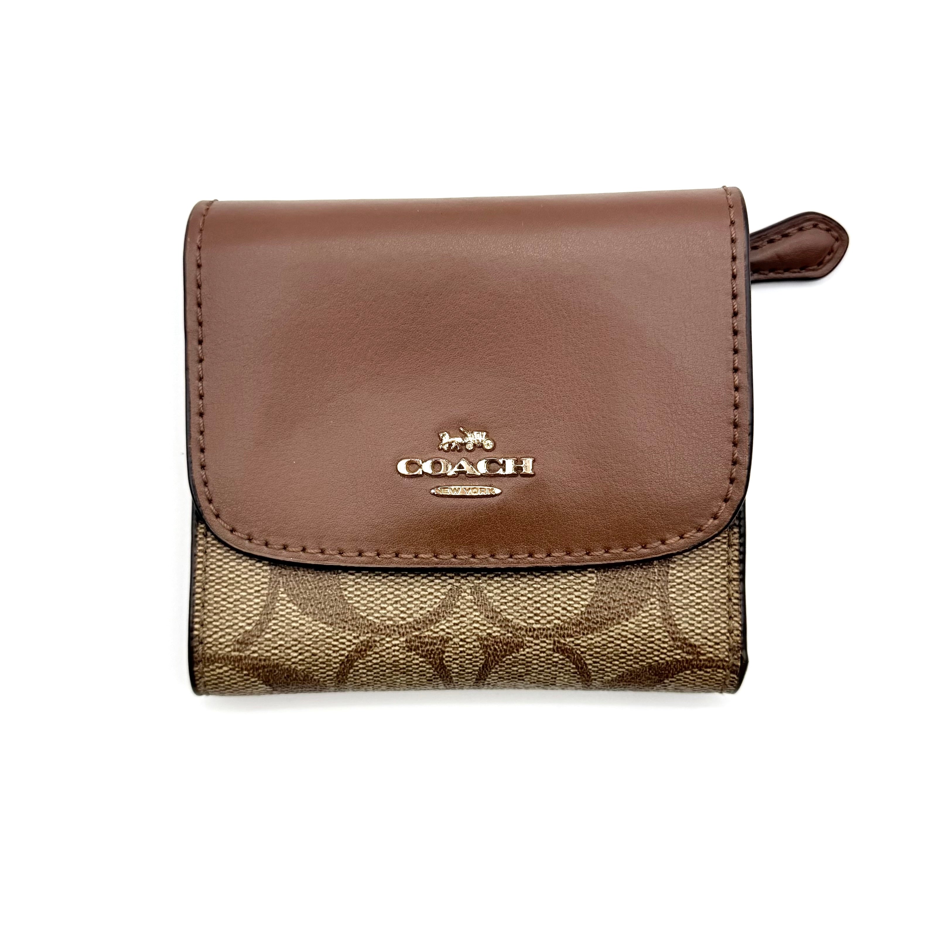 Coach Signature Coated Canvas Small Wallet Beige/Brown