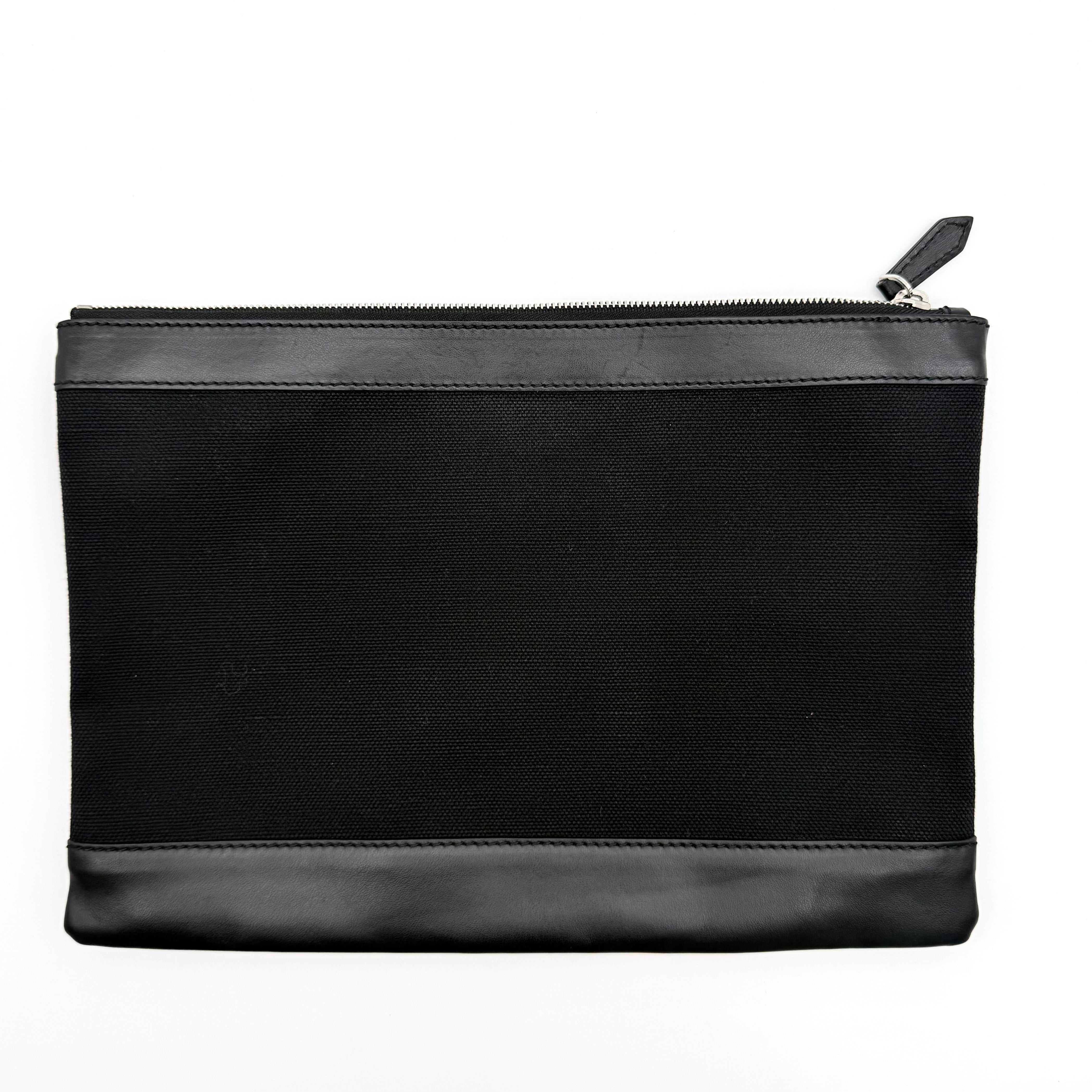 Balenciaga Canvas Navy Clip Clutch Bag Black