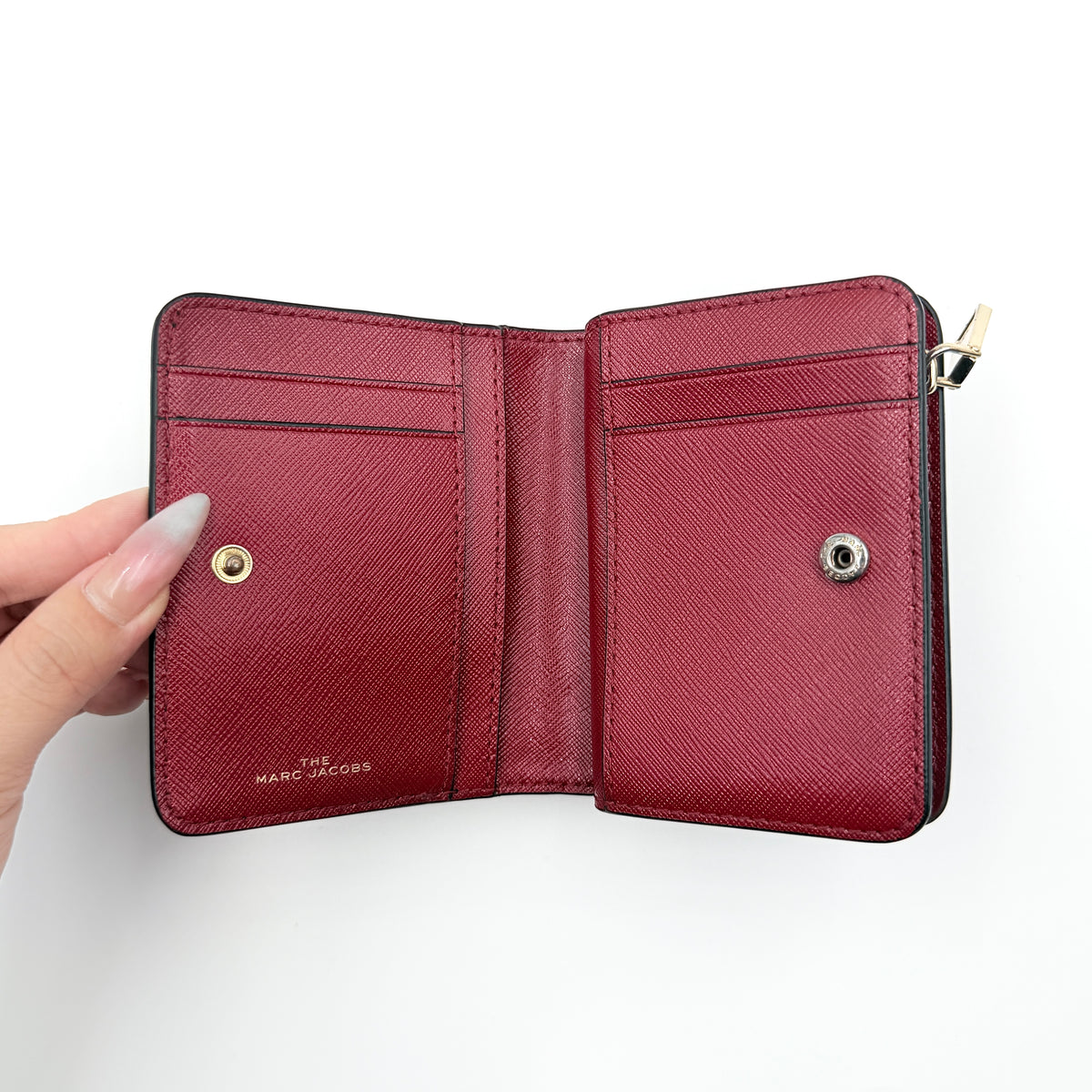 Marc Jacobs The Snapshot Mini Compact Wallet Black/Burgundy