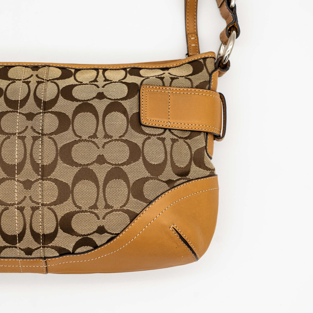 Coach 2Way Signature Sufflette Shoulder Bag Beige/Tan
