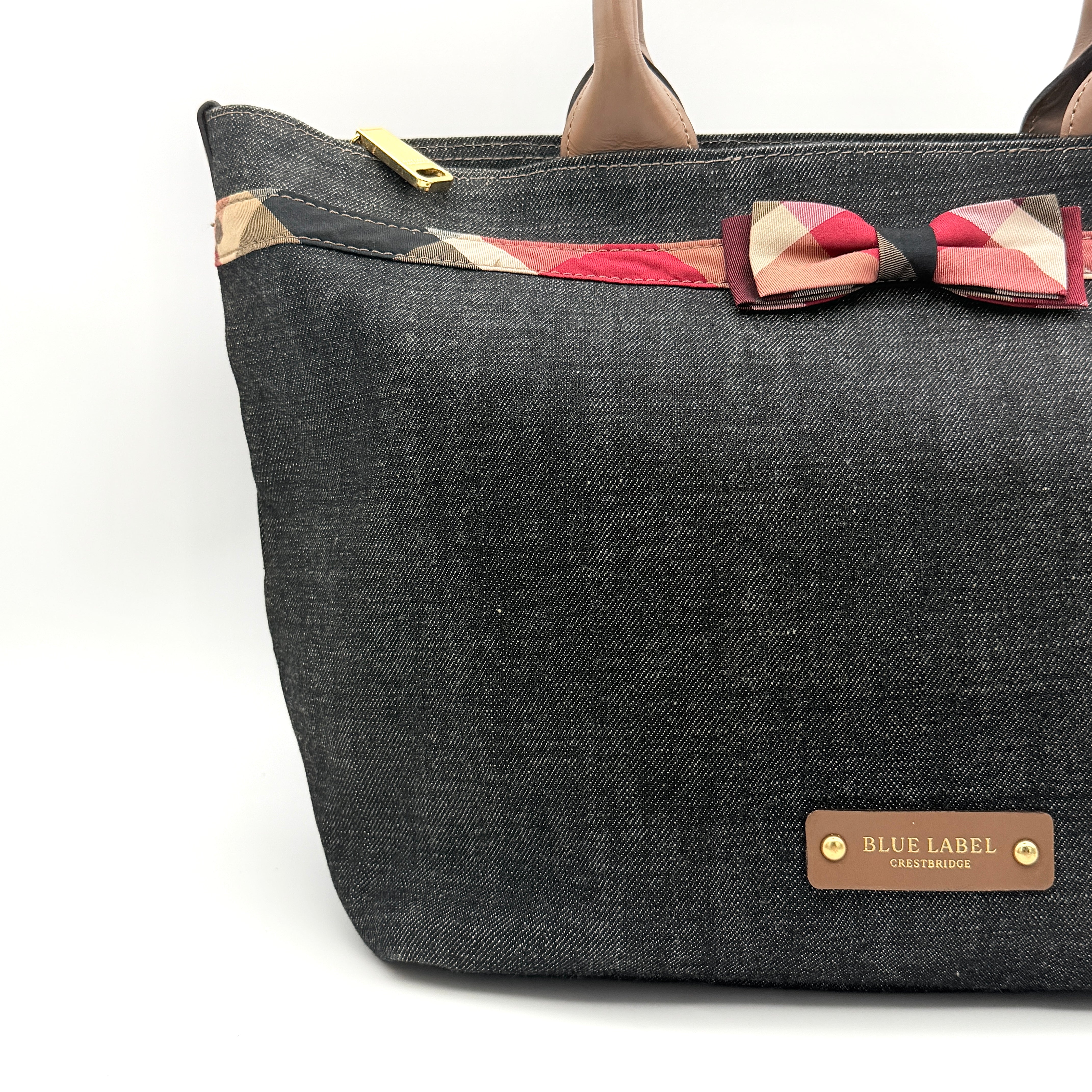 Burberry Blue Label Crestbridge Ribbon Denim Shoulder Bag Blue/Brown