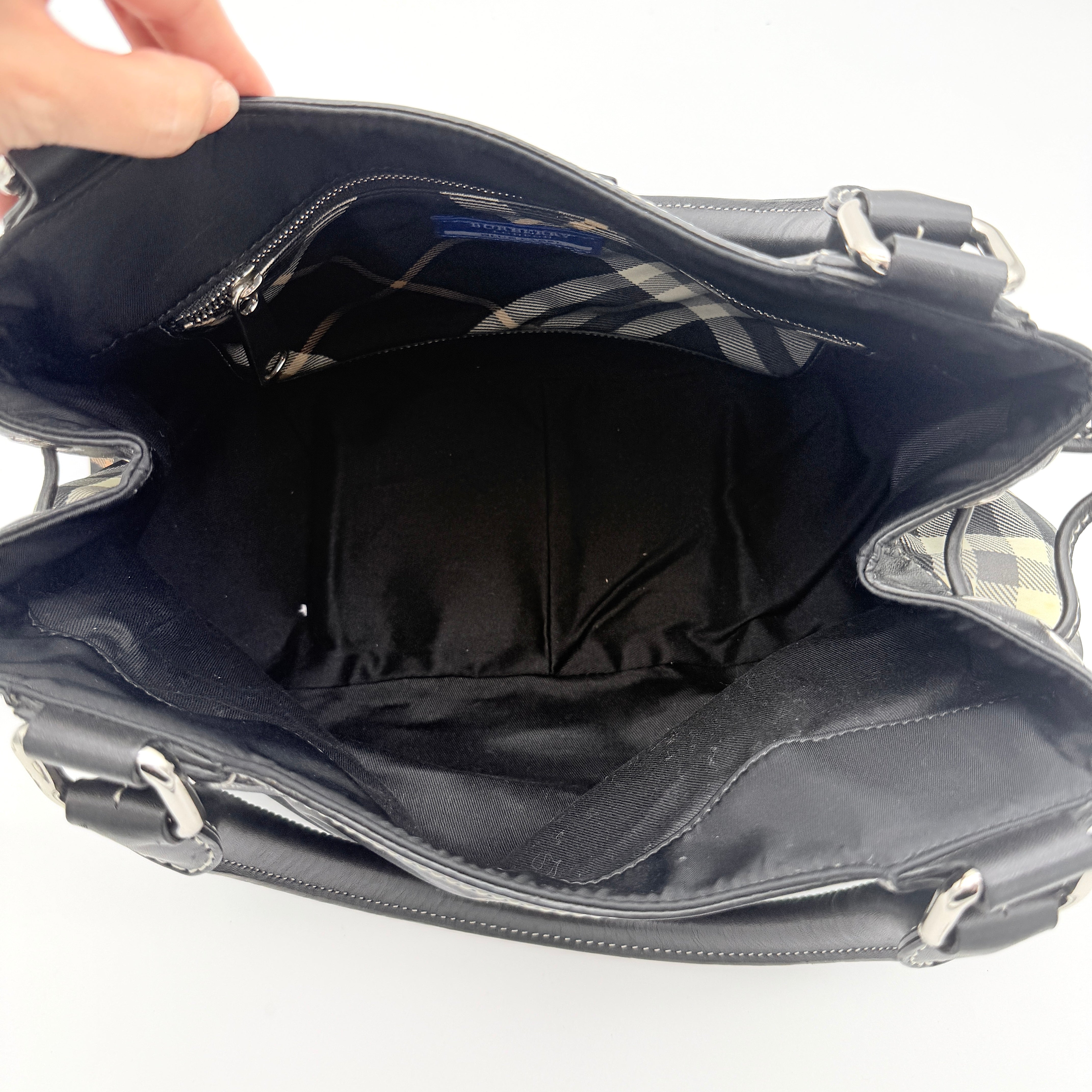 Burberry Blue Label Nova Check Logo Nylon Shoulder bag Black/Grey