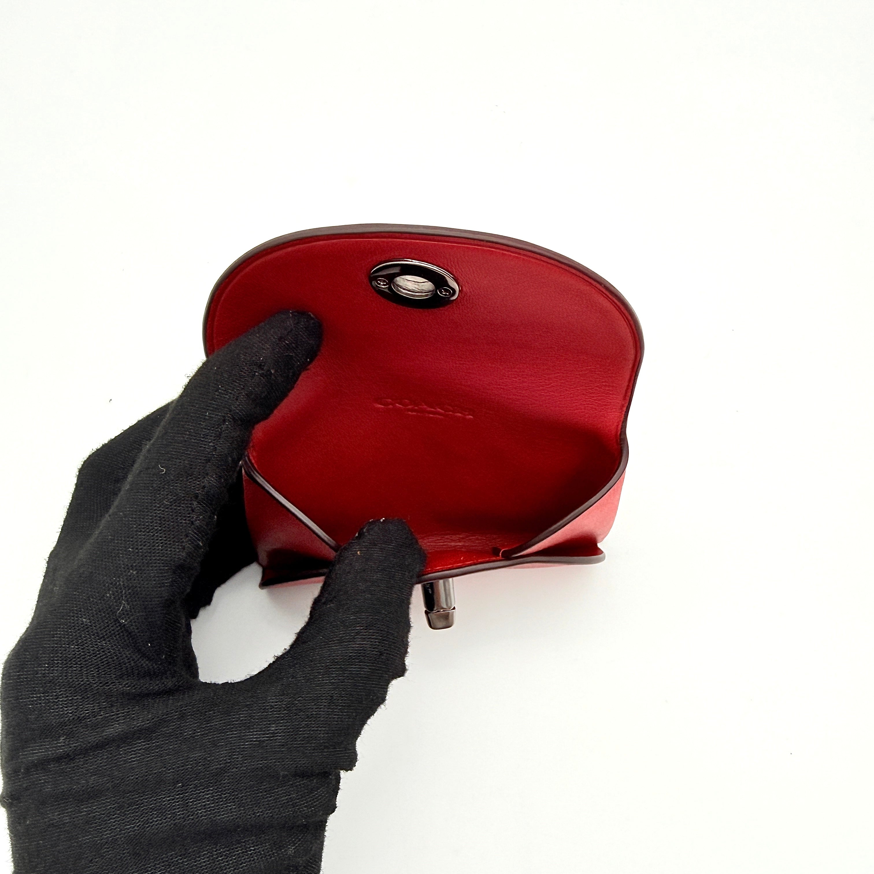Coach Dinosaur Turnlock Card Case Red