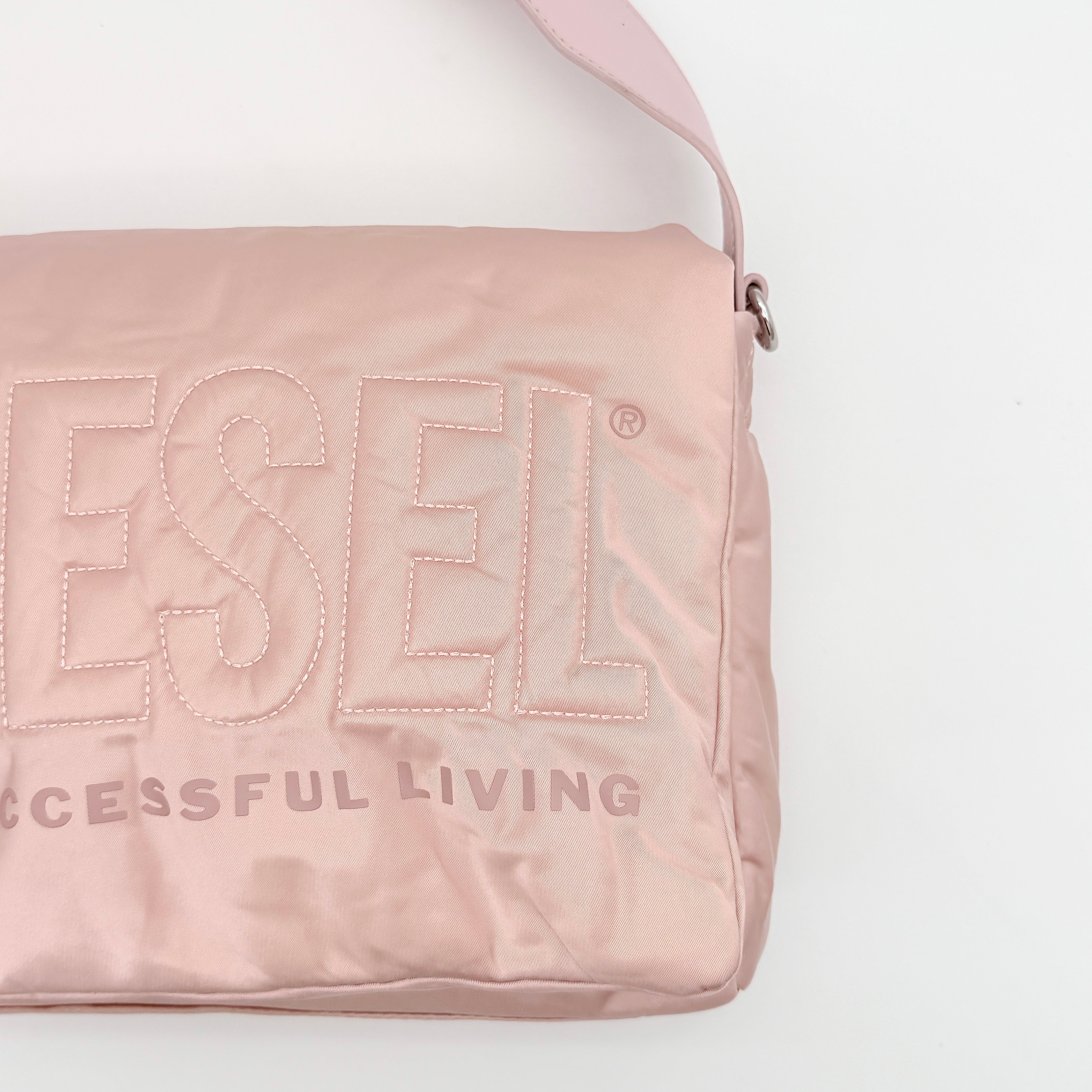 Diesel 2Way Embroidered Padded Shoulder Bag Pink