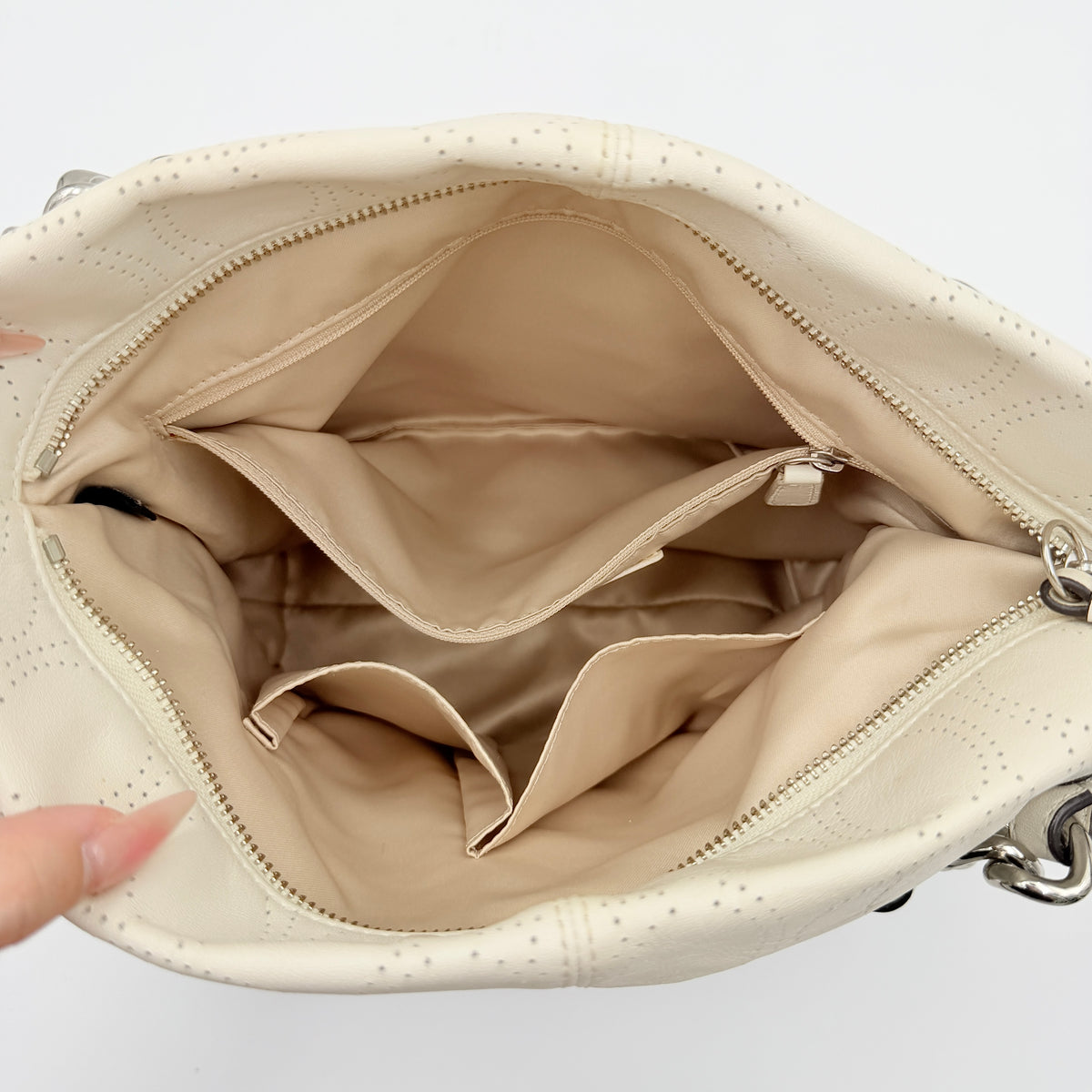 Coach Signature Perforated Brooke Hobo Shoulder Bag Ivory