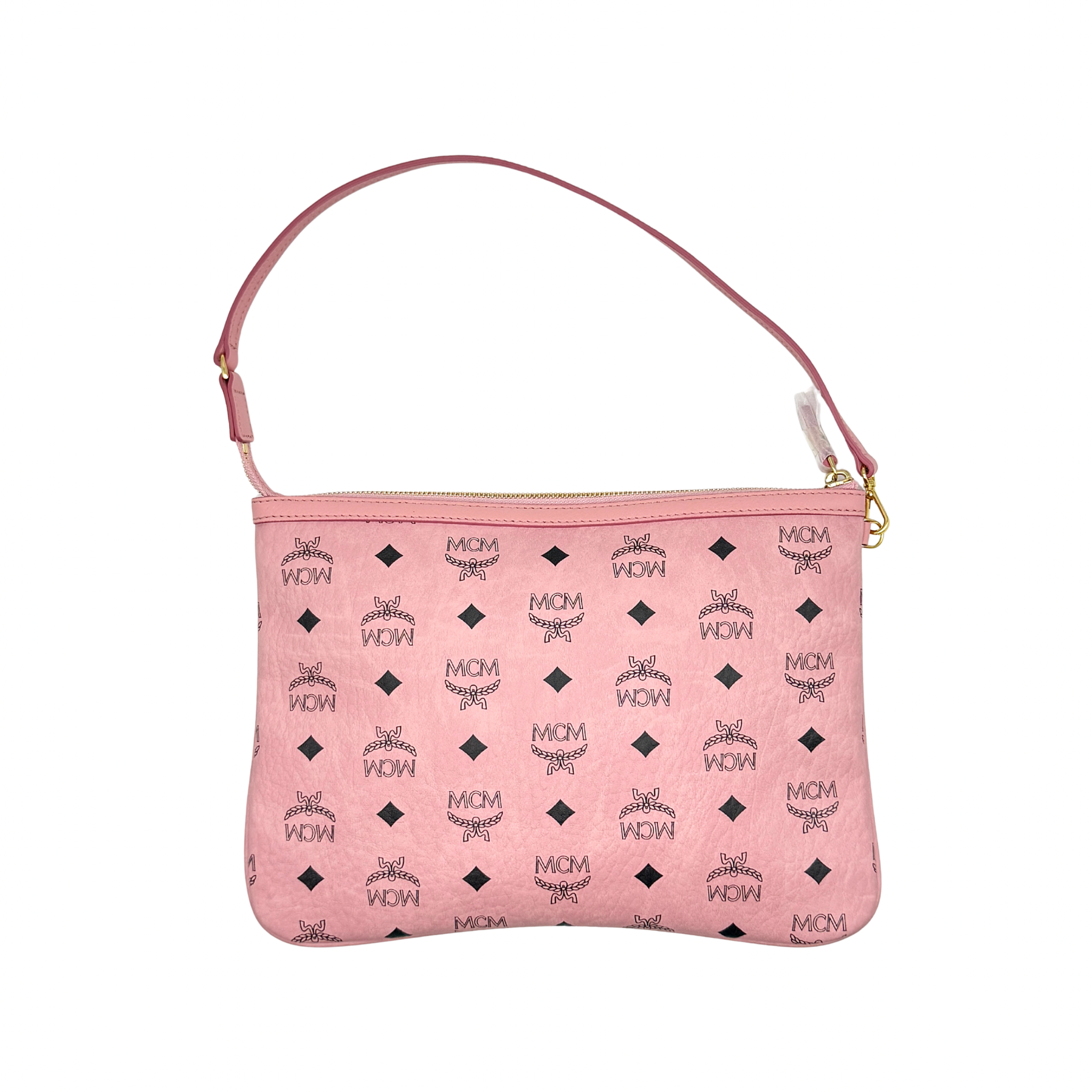 MCM Visetos Monogram Medium Shoulder Bag Pink