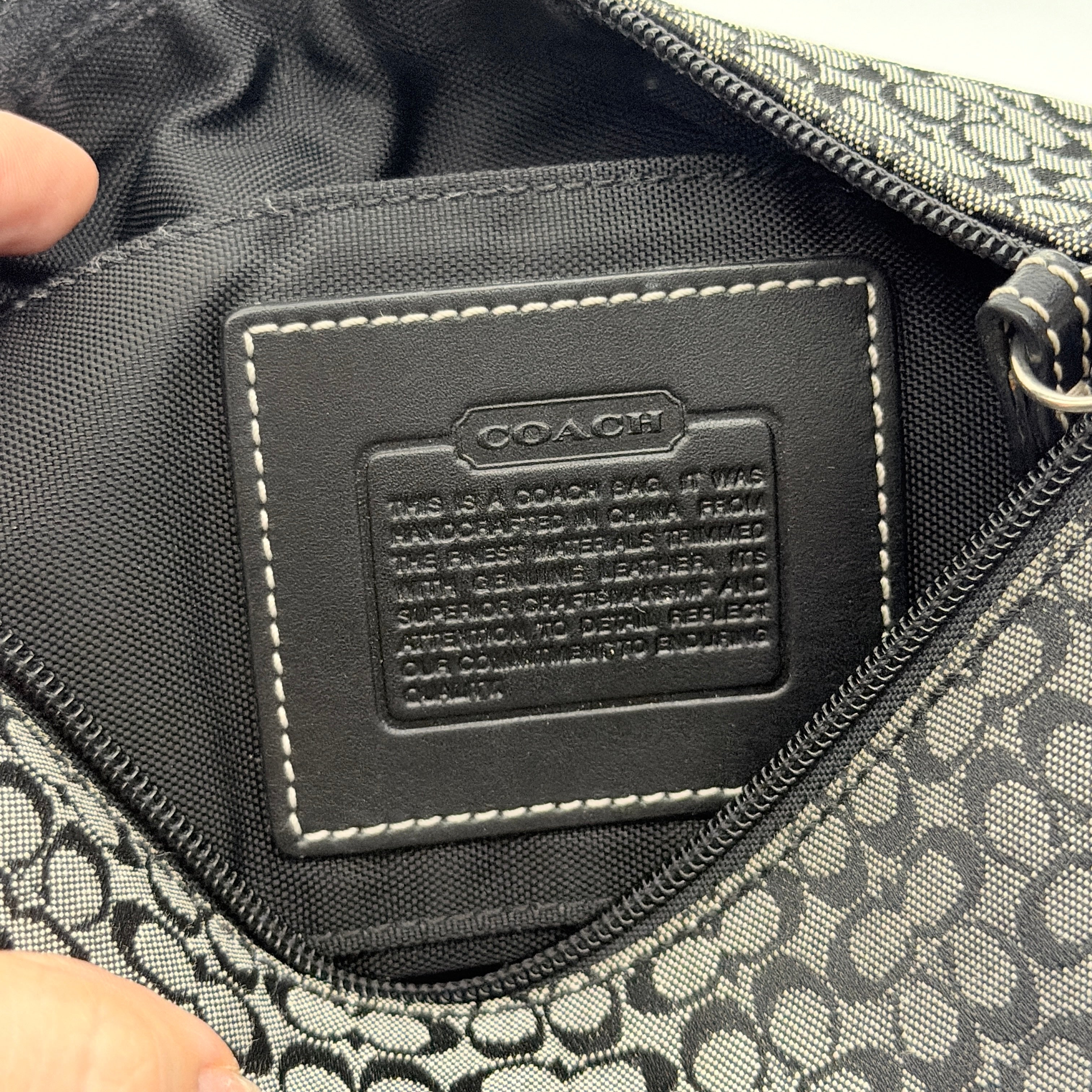 Coach Signature Mini Hobo Shoulder Bag Grey/Black