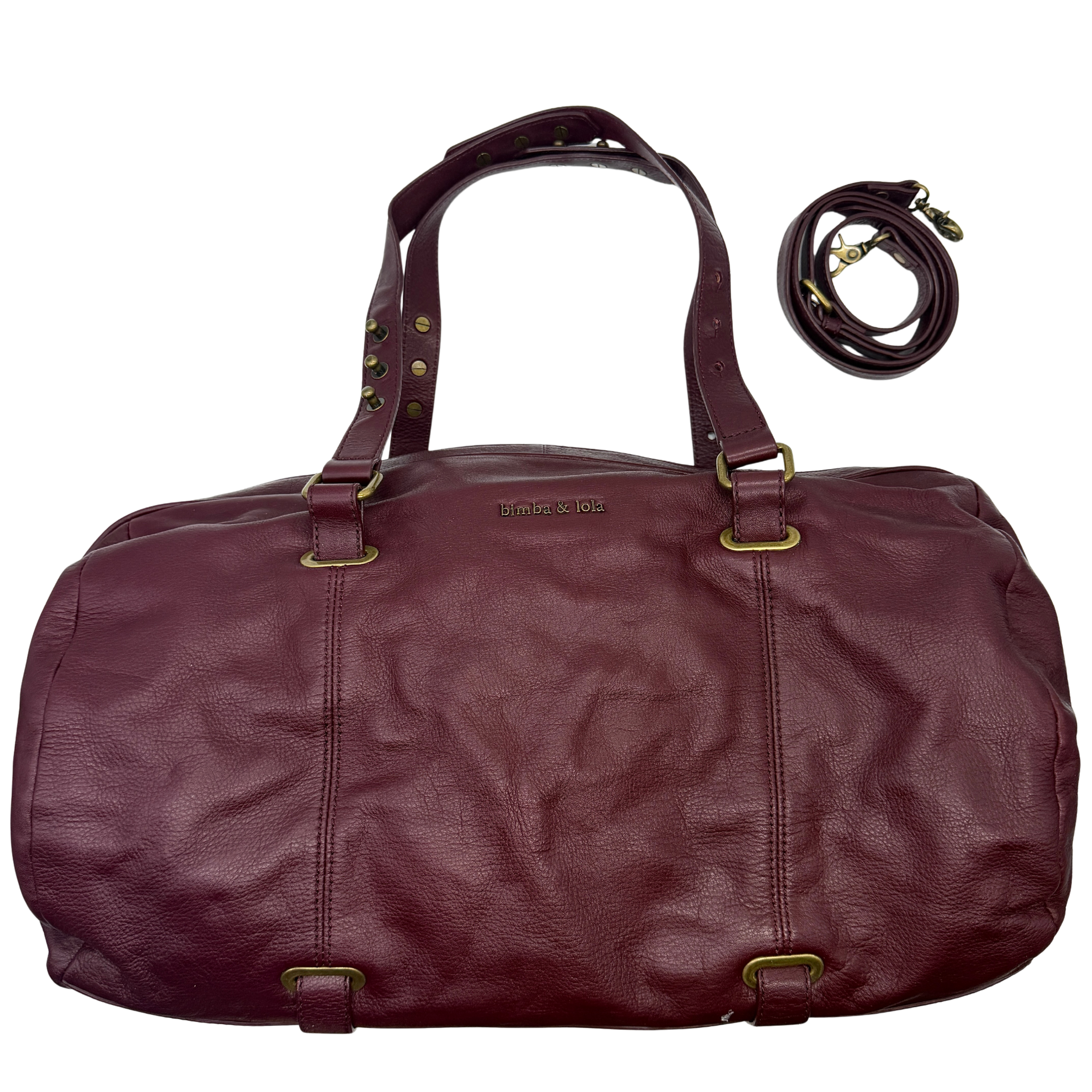 Bimba & Lola 2Way Leather Duffle Bag Burgundy