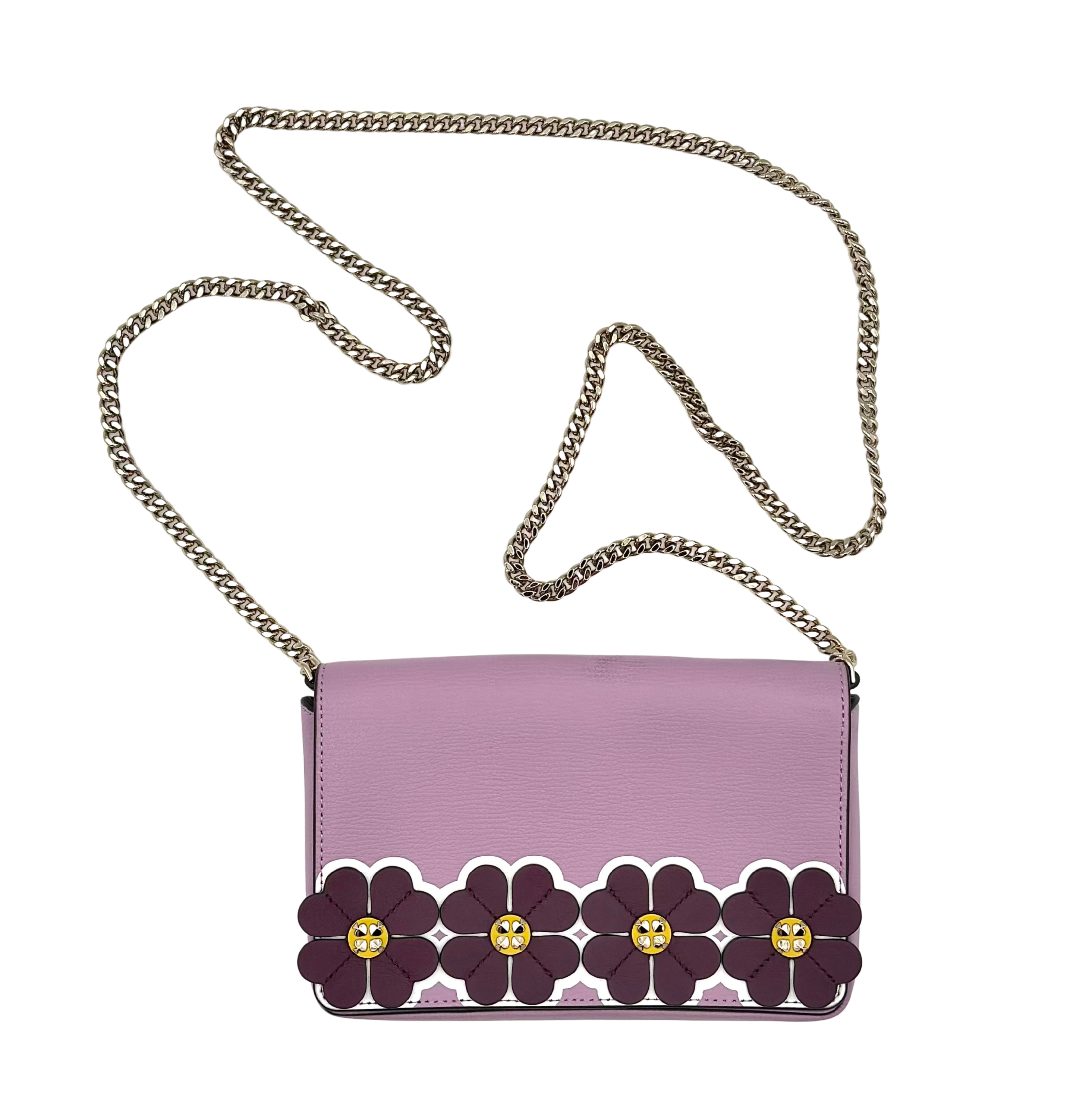 Kate Spade Sylvia Graphic Clover Appliqué Crossbody Bag Purple