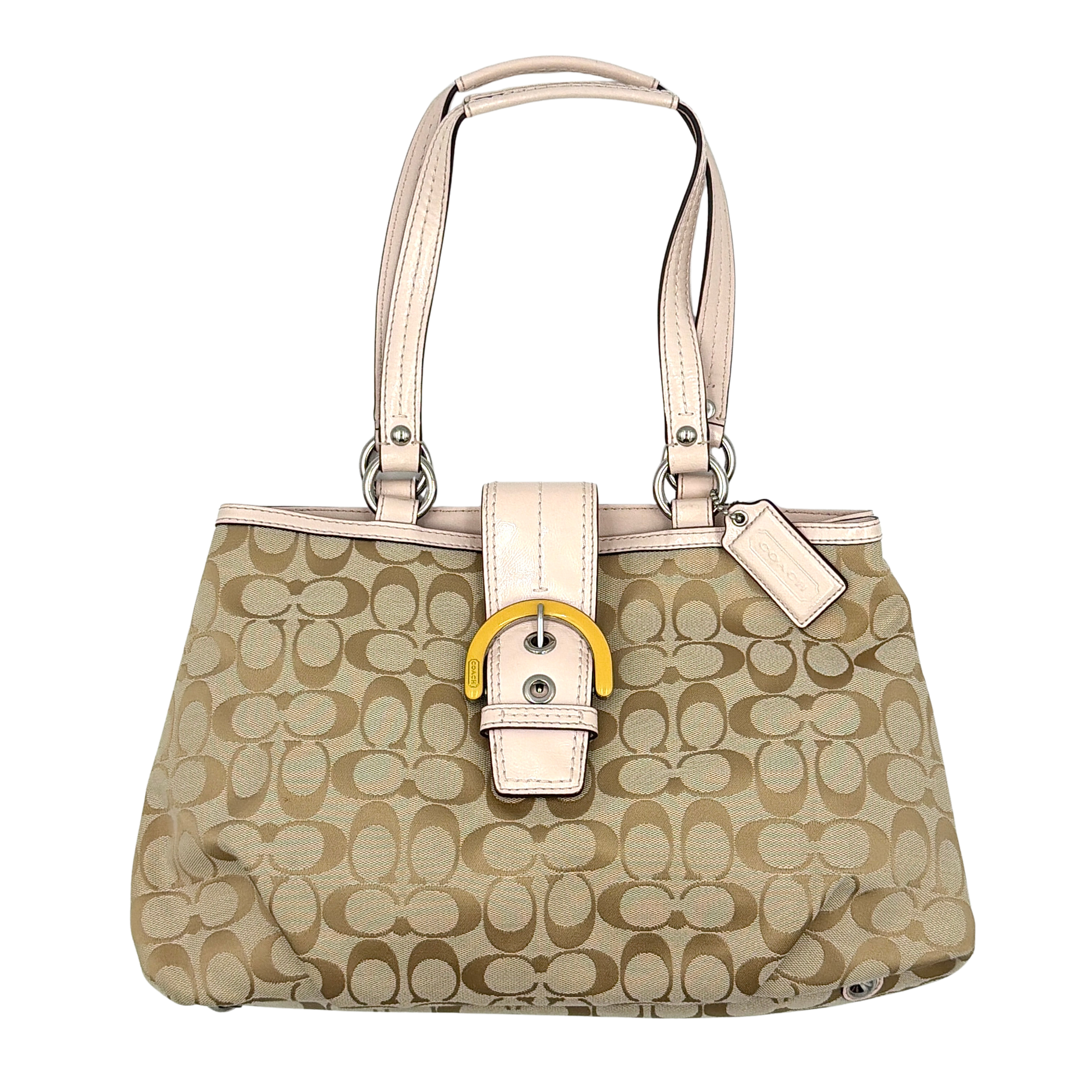 Coach Y2K Signature Soho East West Shoulder Bag Beige/Baby Pink