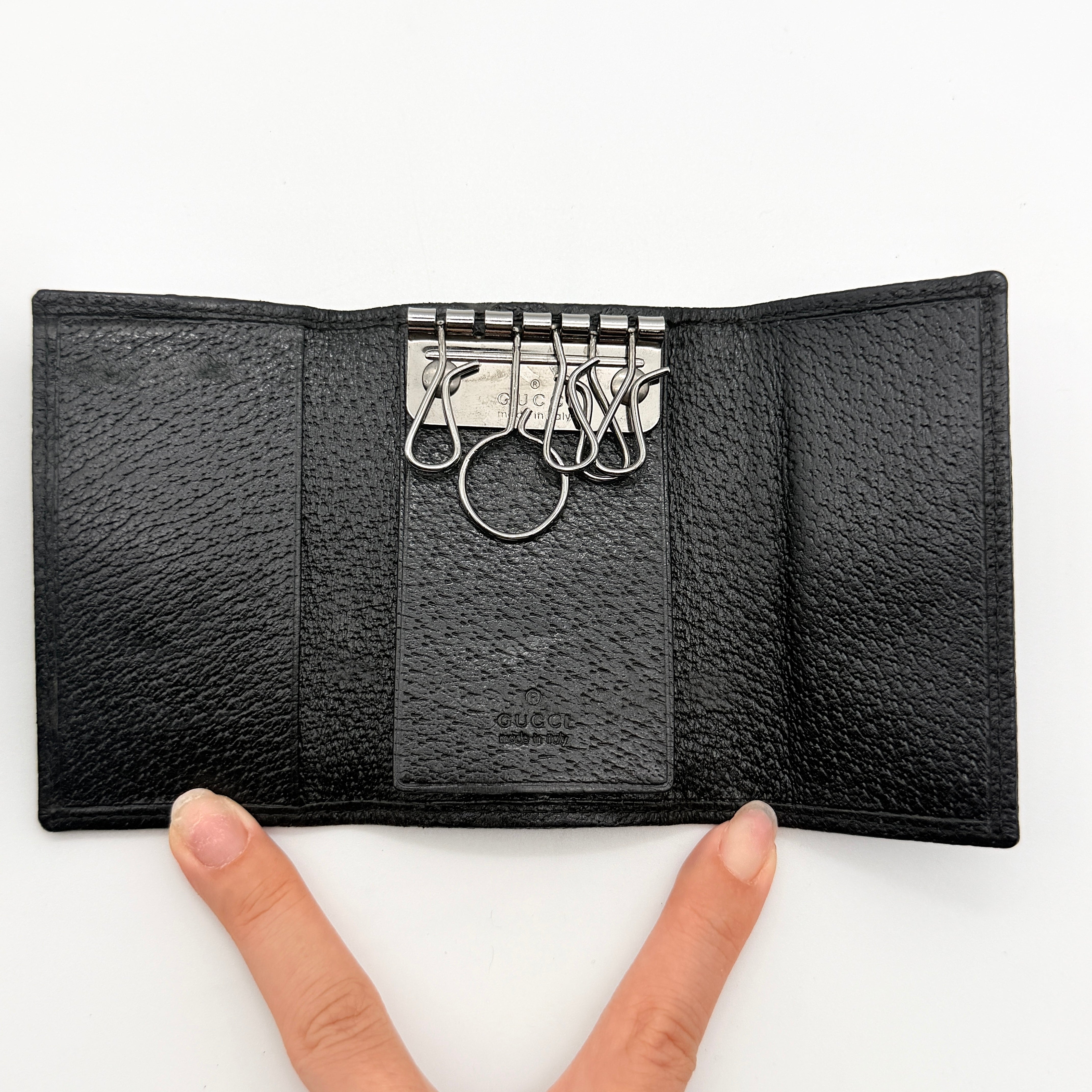 Gucci GG Monogram Web Stripe Key Case Black