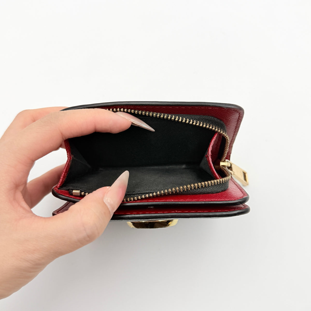 Marc Jacobs The Snapshot Mini Compact Wallet Black/Burgundy