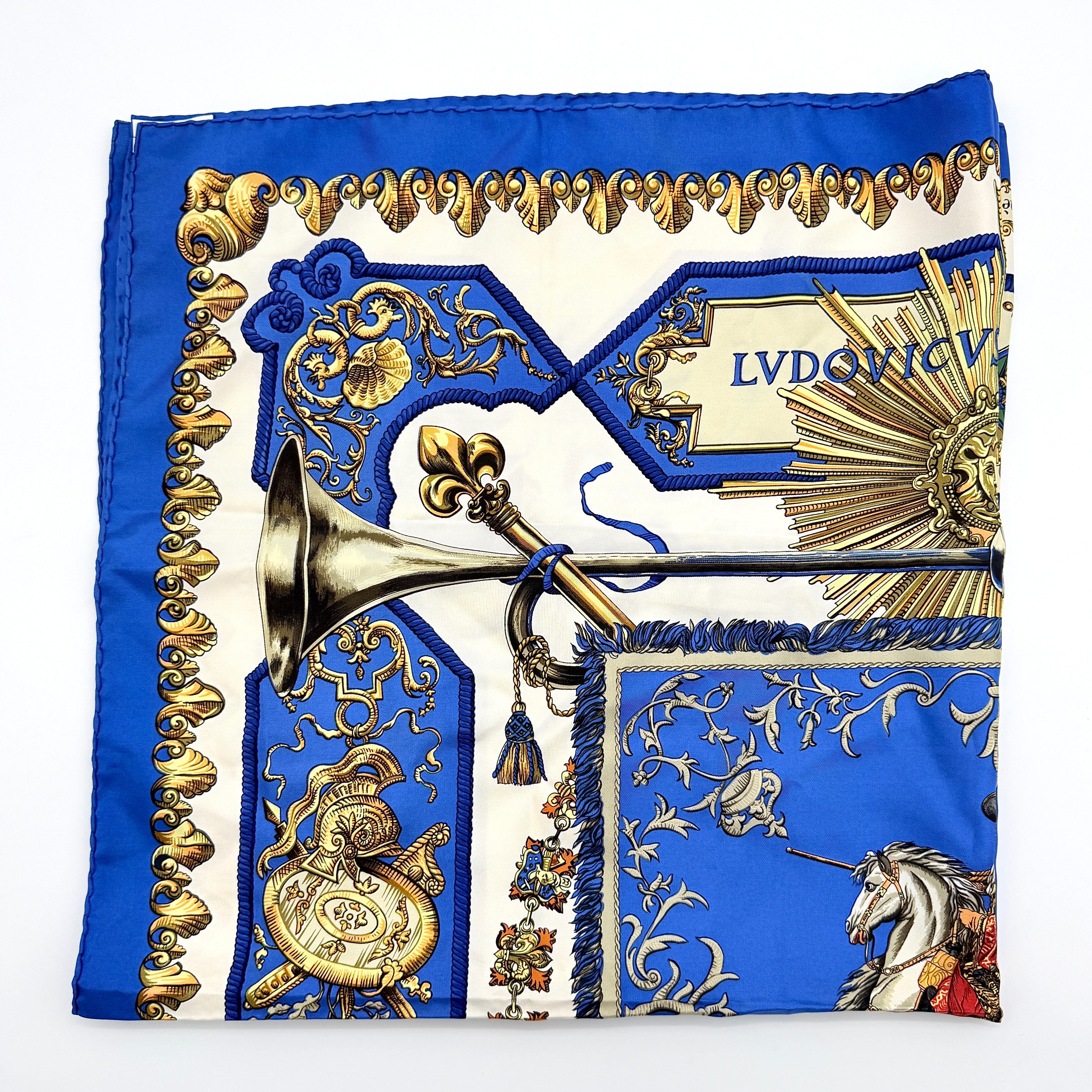 Hermès Ludovicus Magnus Silk Scarf Navy Blue