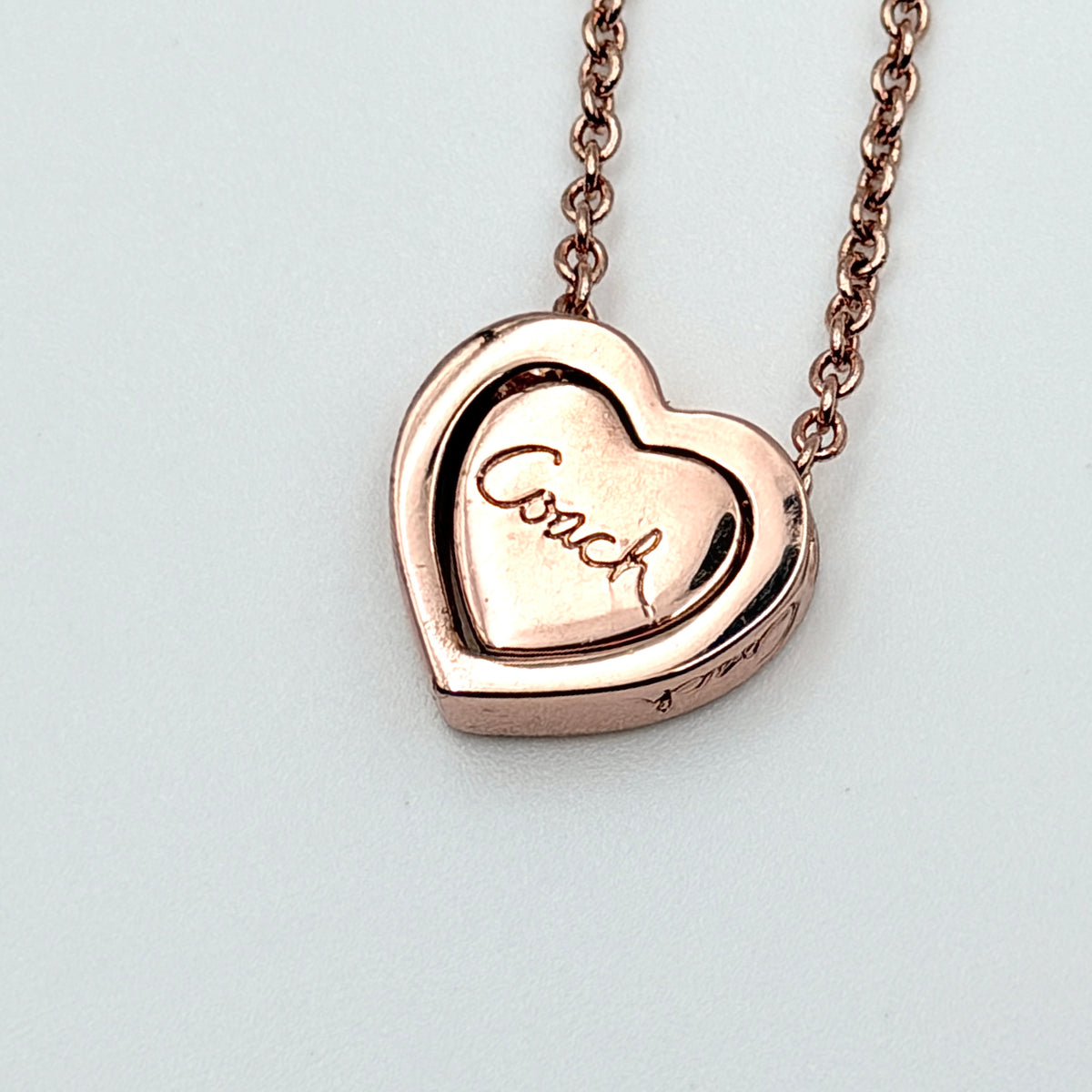 Coach Crystal Heart Necklace Rose Gold