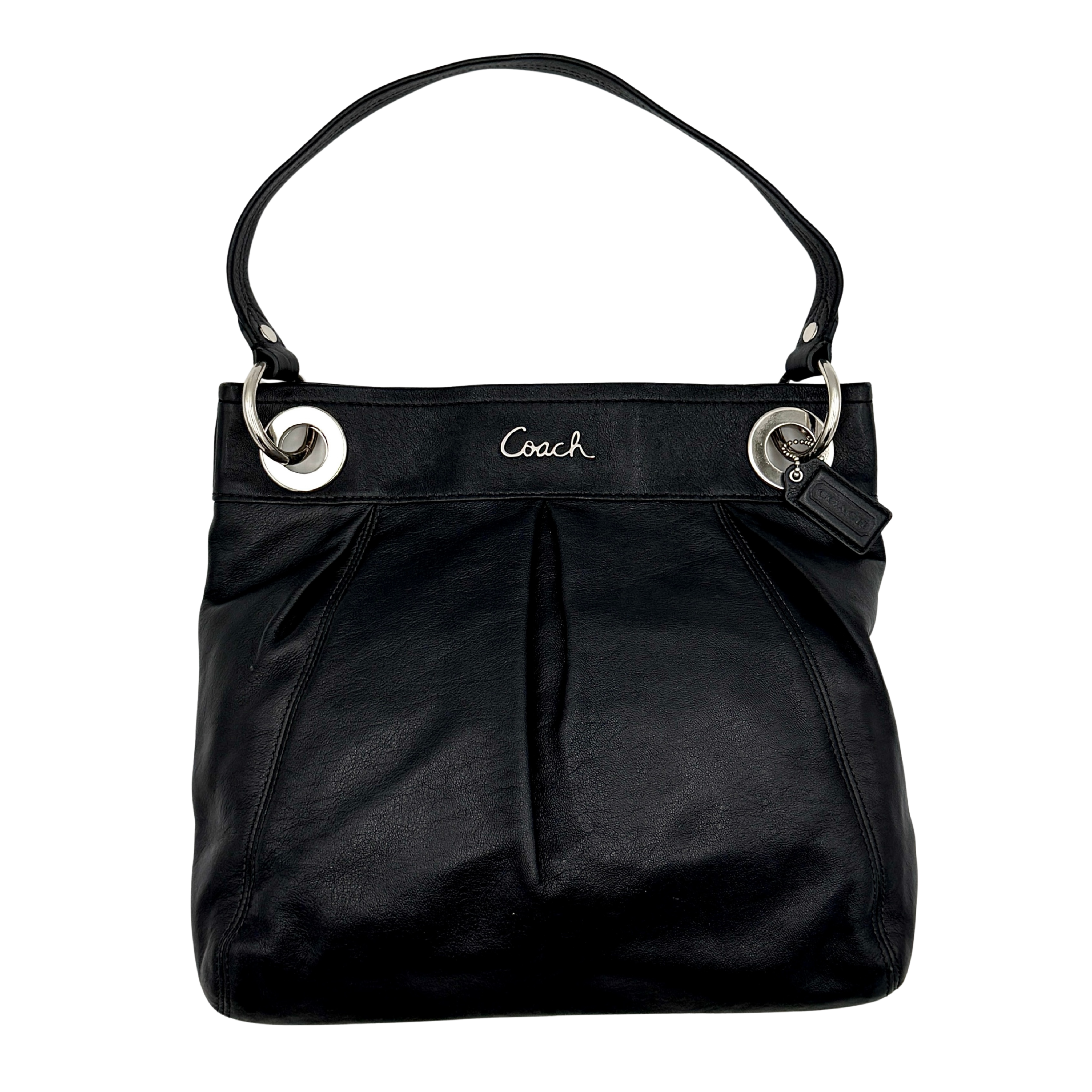 Coach Ashley Hippie Pleated Shoulder Bag Black