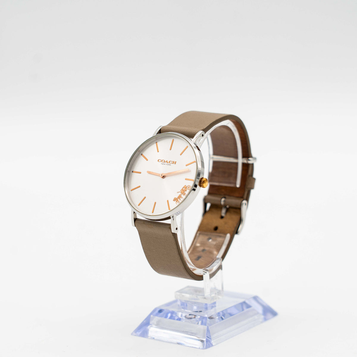 Coach Perry White Dial Watch Light Brown