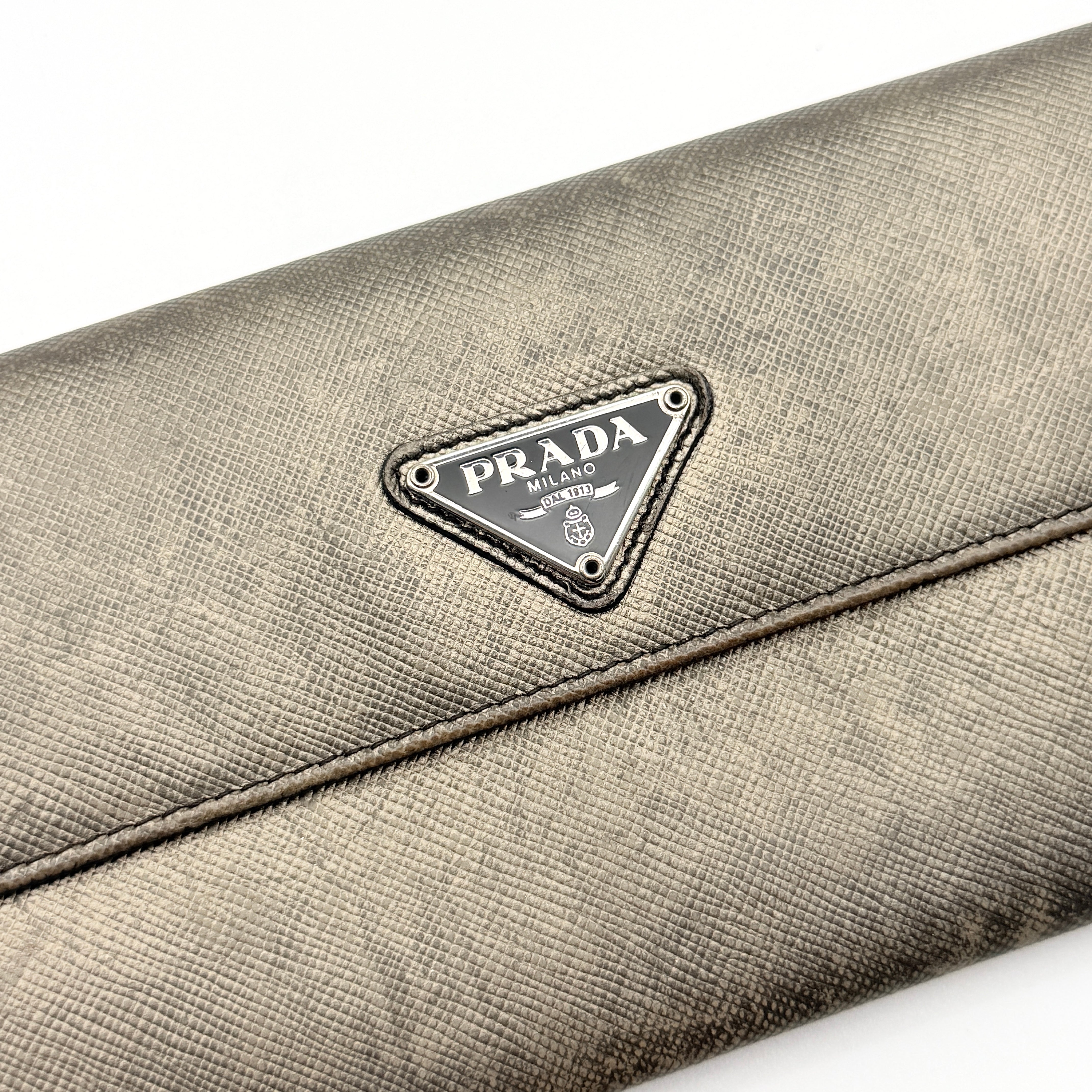 Prada Saffiano Metallic Leather Long Wallet