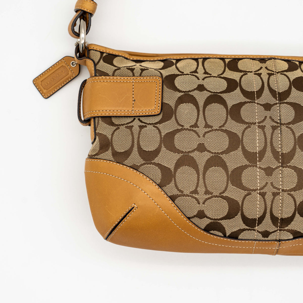 Coach 2Way Signature Sufflette Shoulder Bag Beige/Tan