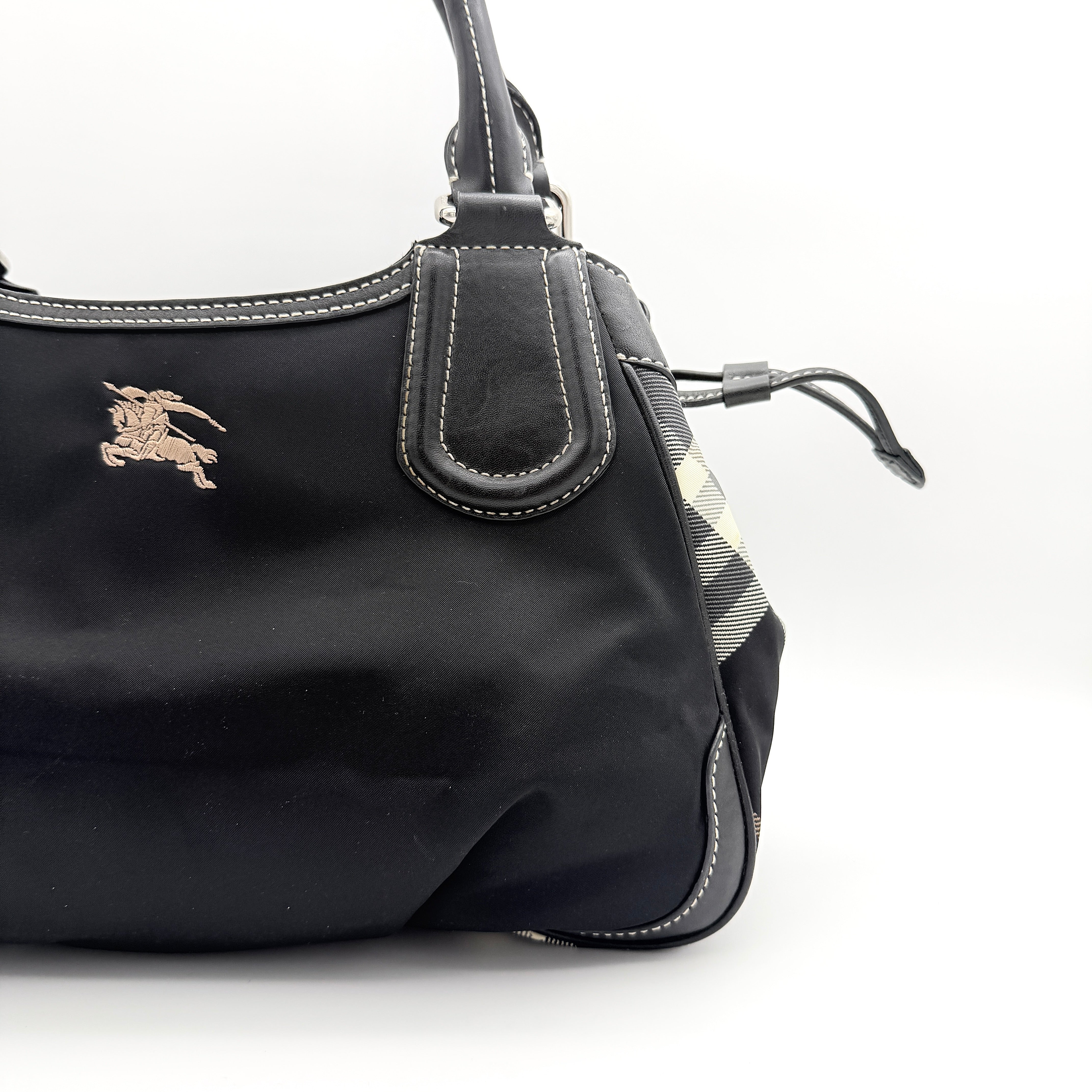 Burberry Blue Label Nova Check Logo Nylon Shoulder bag Black/Grey