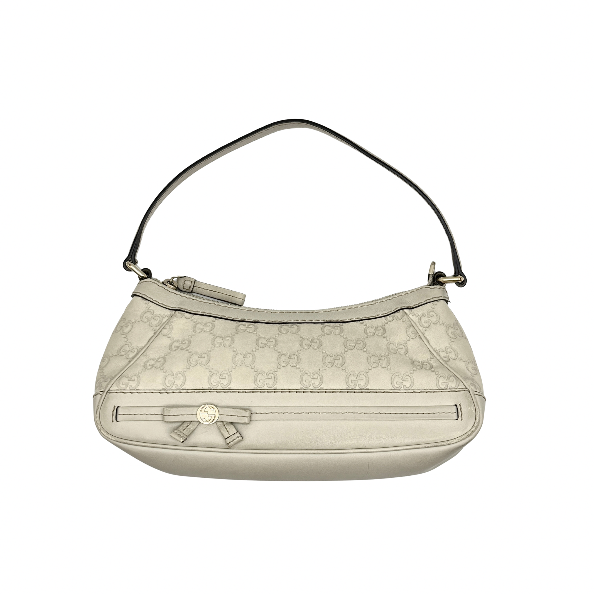 Gucci Guccissima Mayfair Ribbon Shoulder Bag Ivory