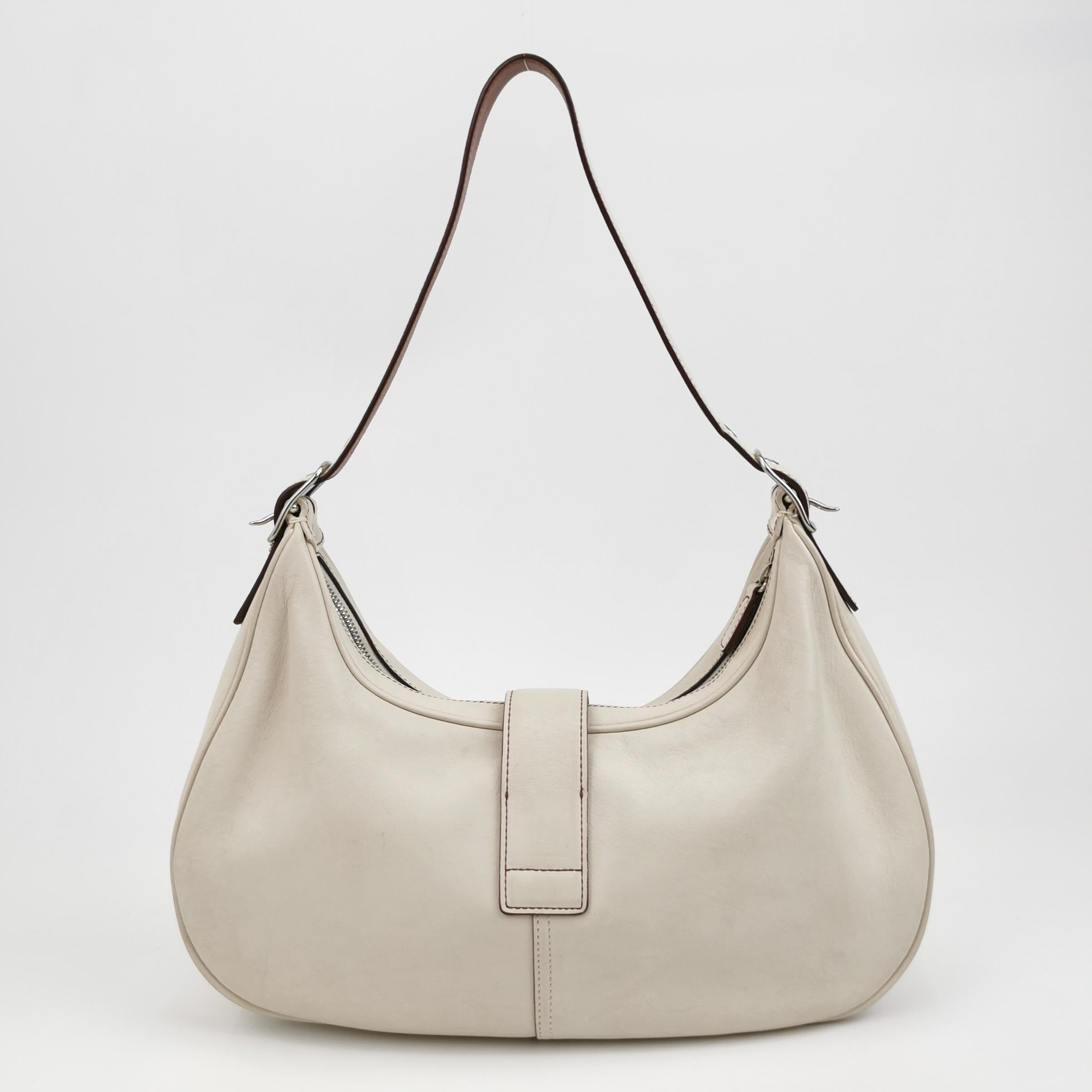 Coach Y2K Signature Hampton Buckle Hobo Shoulder Bag White