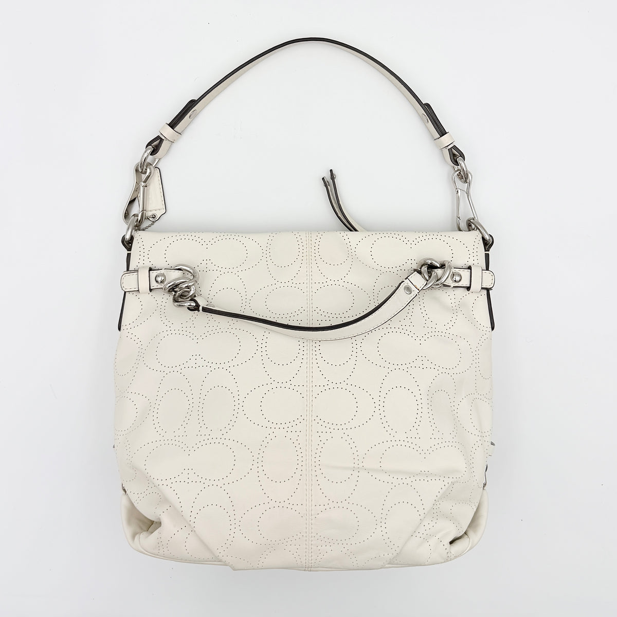 Coach Signature Perforated Brooke Hobo Shoulder Bag Ivory