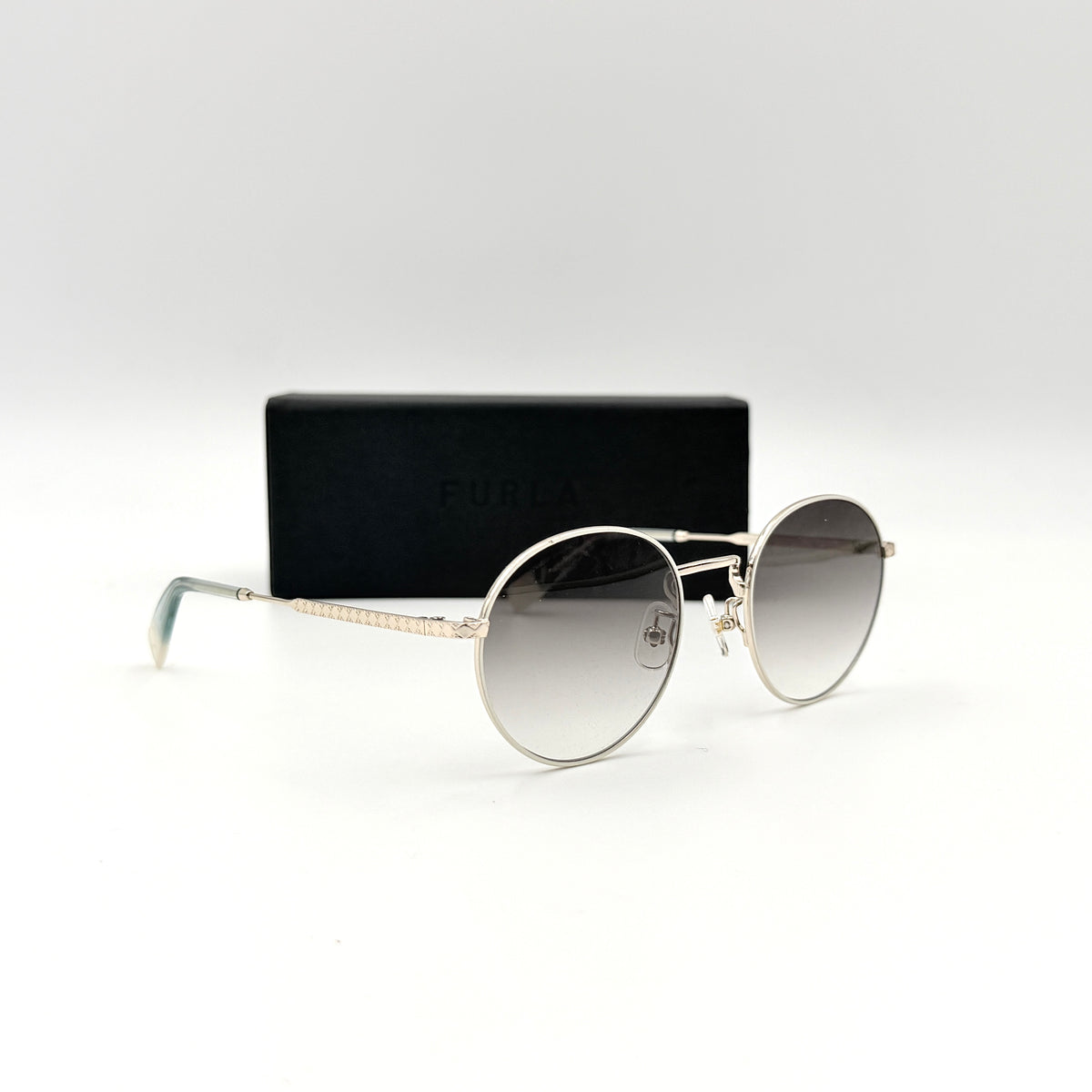 Furla SFU425J Round Sunglasses Silver