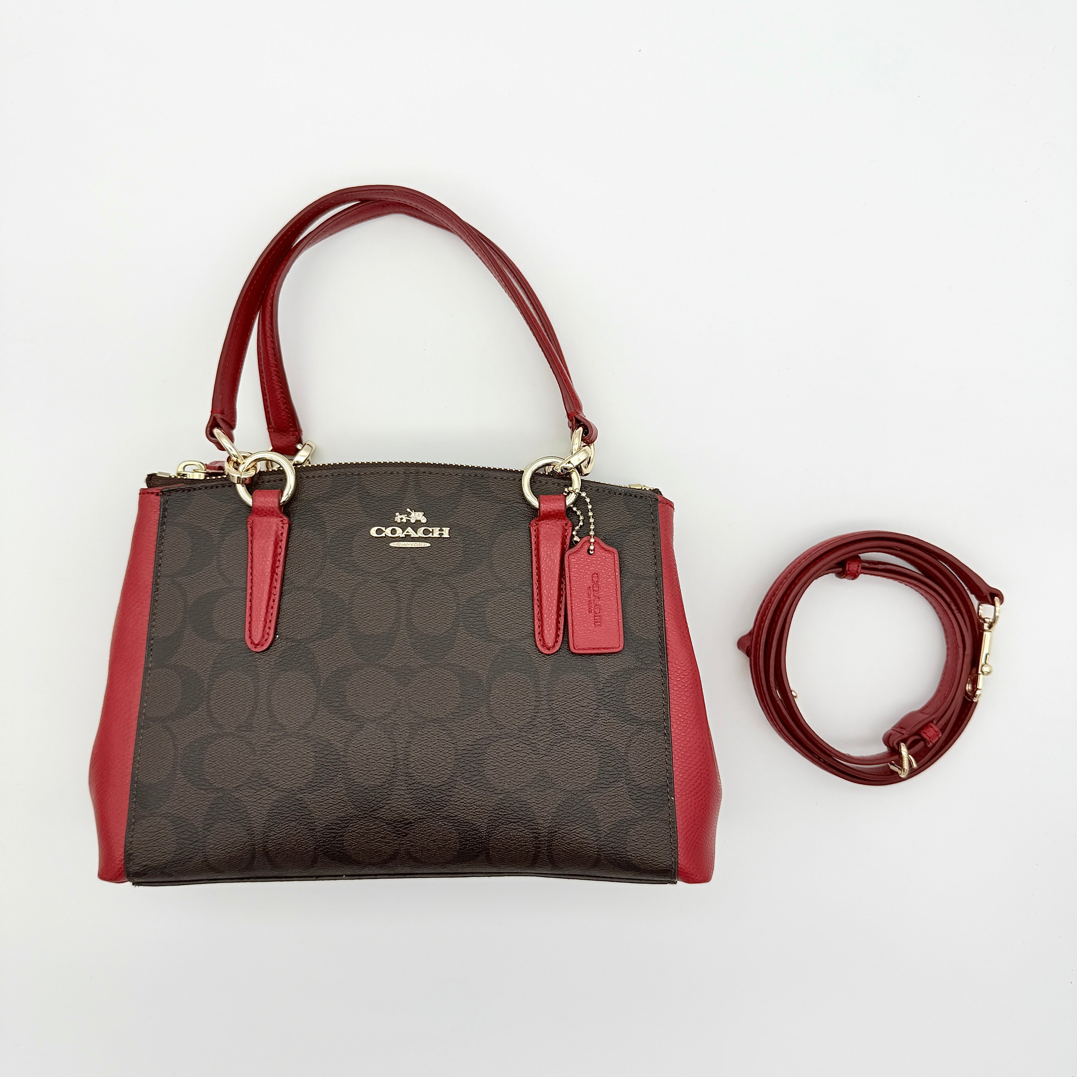Coach 2Way Christie Carryall Handbag Brown/Red