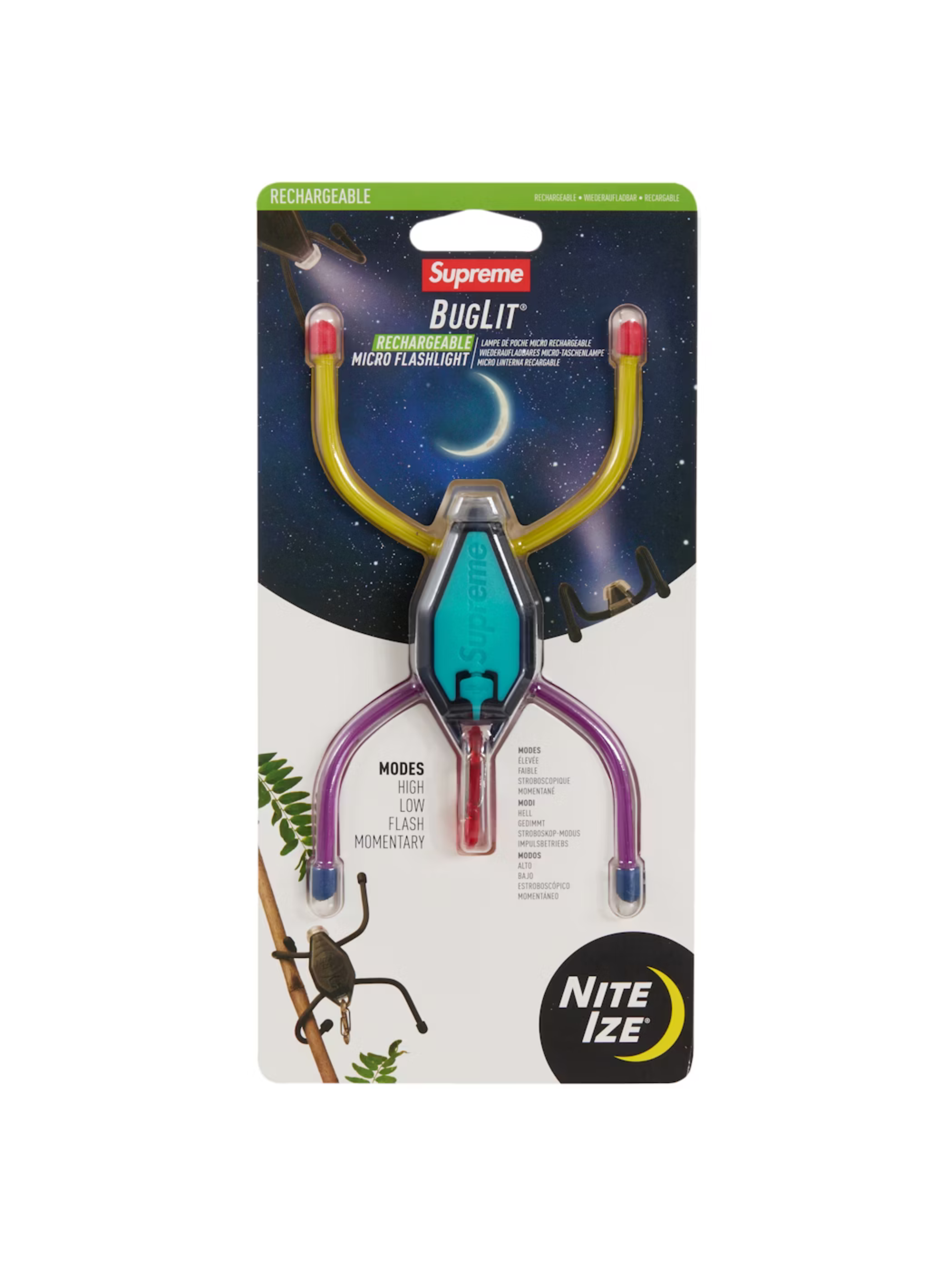 Supreme Nite Ize BugLit Multicolor LED task light with flexible gear ties and Supreme branding