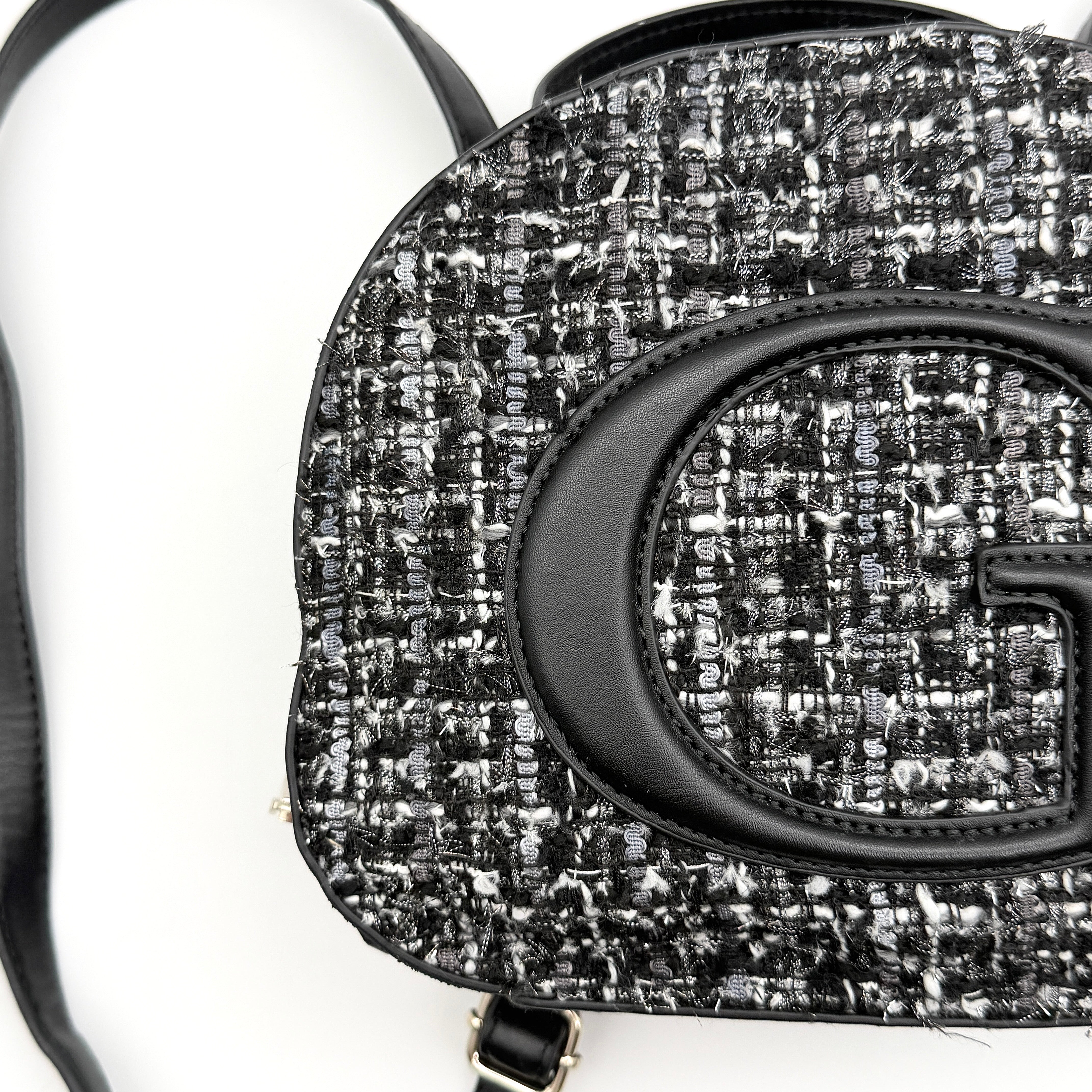 Guess Viola Tweed Convertible Crossbody Backpack Black