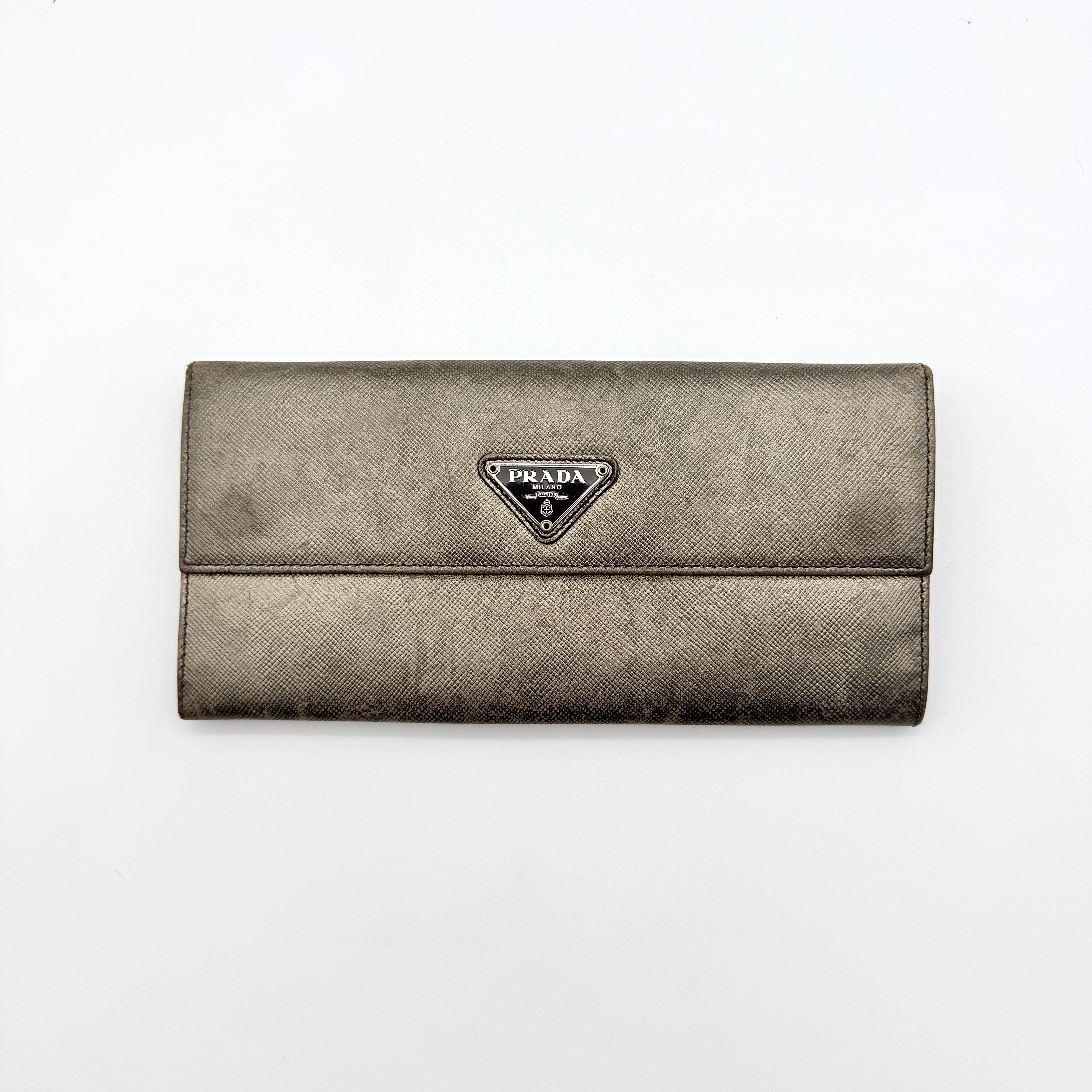 Prada Saffiano Metallic Leather Long Wallet