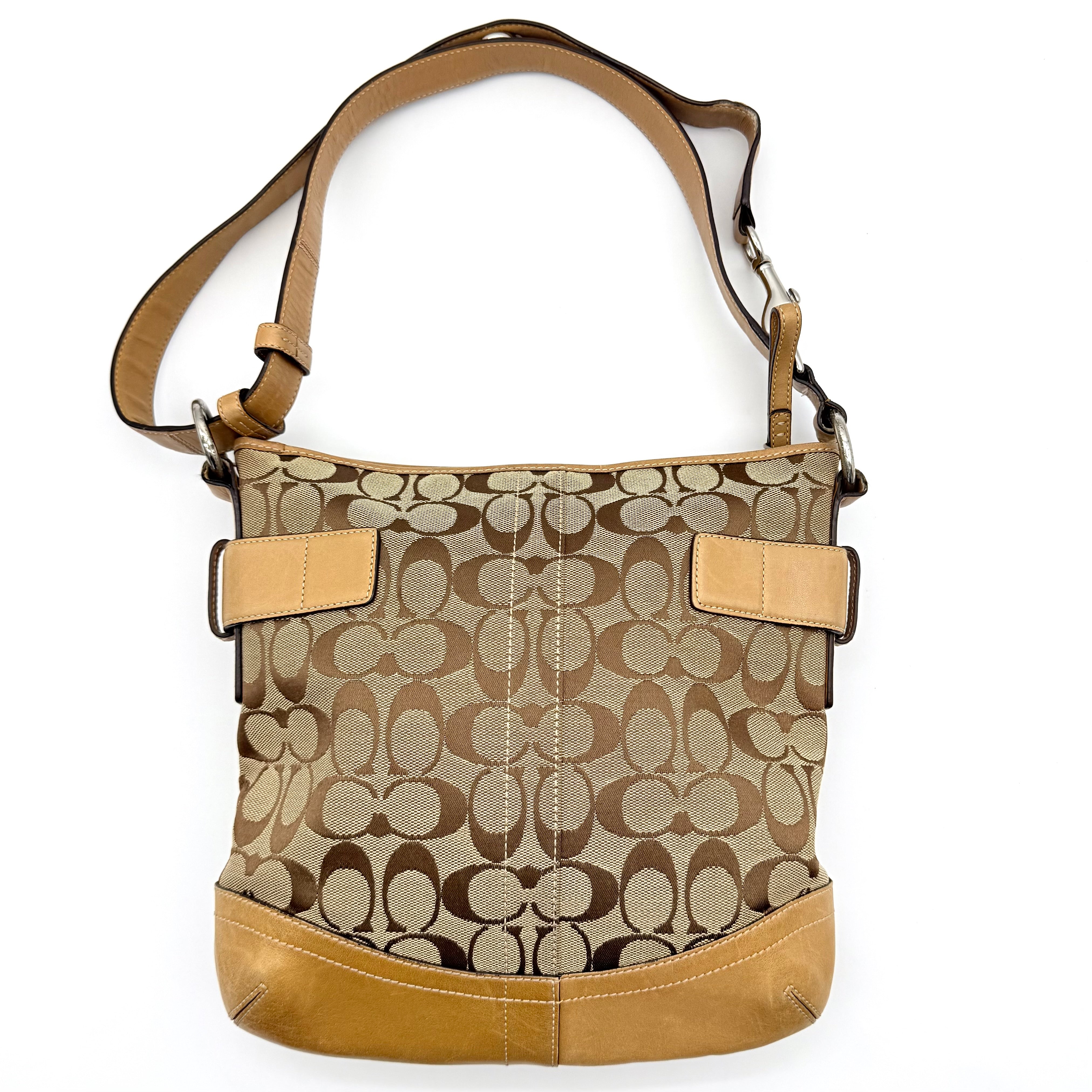 Coach 2Way Signature Canvas Shoulder Bag Beige/Tan