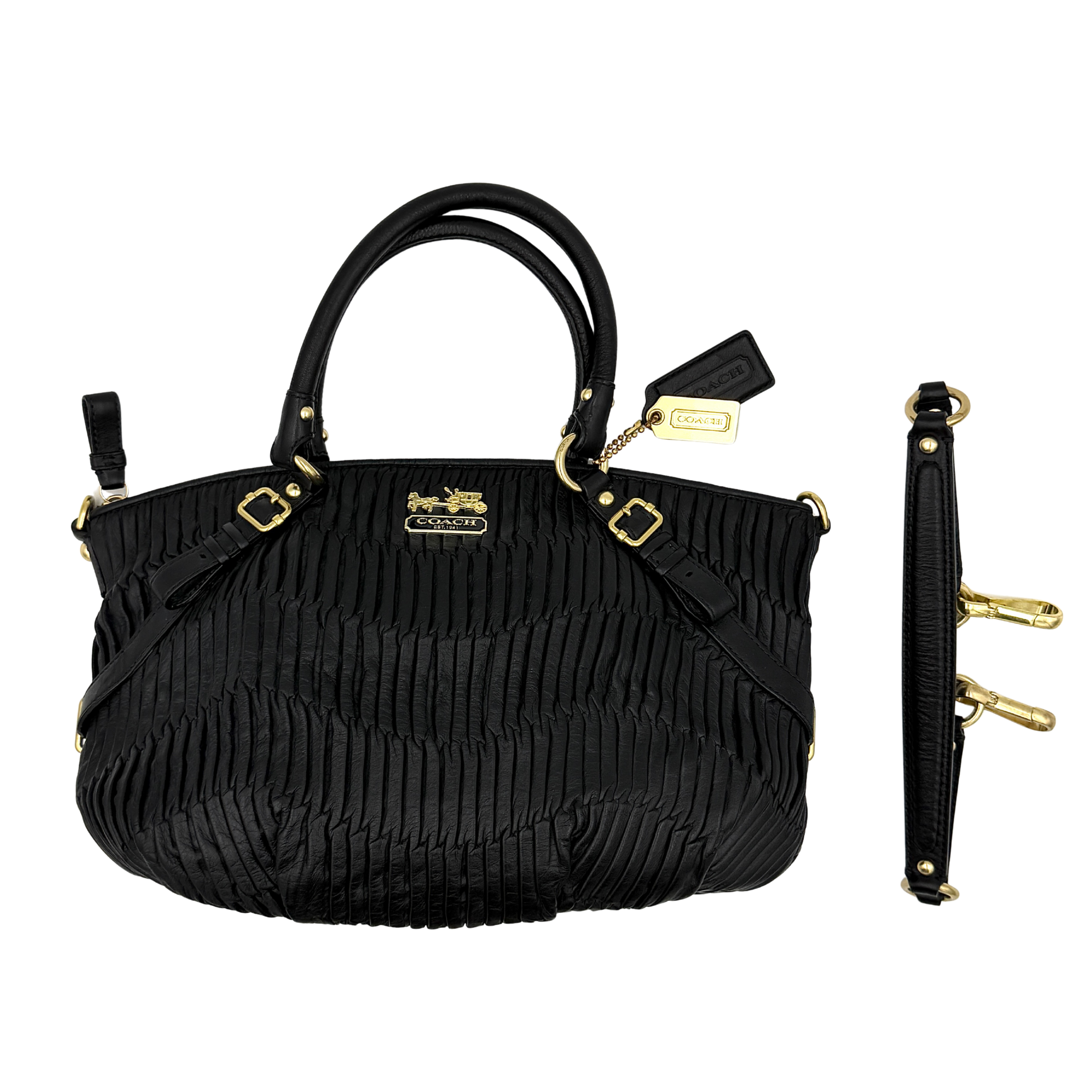 Coach 2Way Signature Madison Shoulder Bag Black